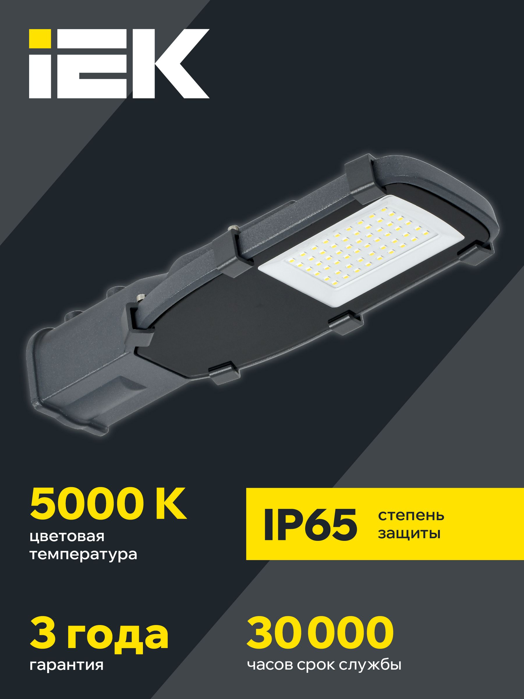 Светильник светодиодный консольный ДКУ 1002-30Д 5000К IP65 серый IEK — фото