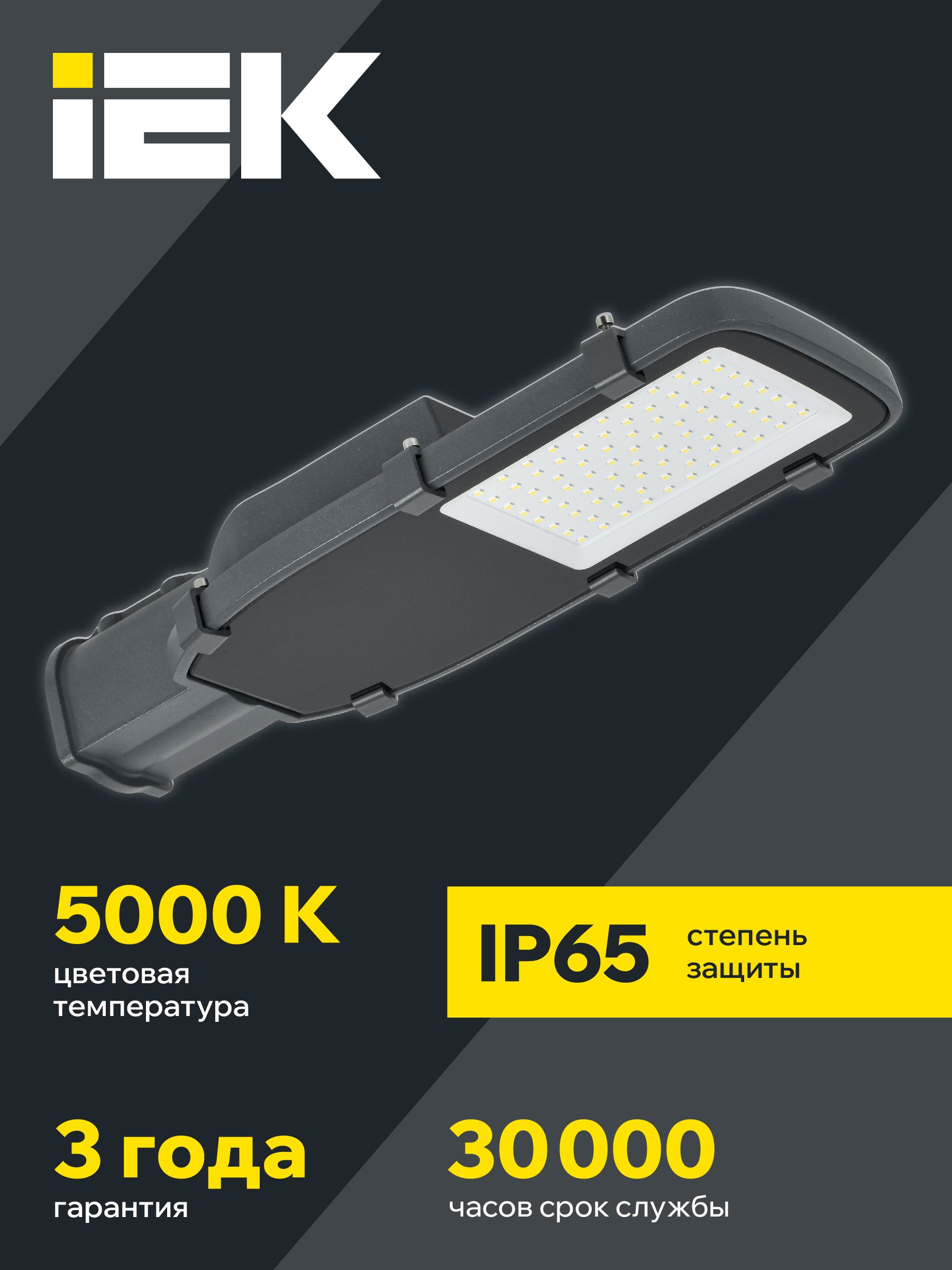 Светильник светодиодный консольный ДКУ 1002-50Д 5000К IP65 серый IEK — фото