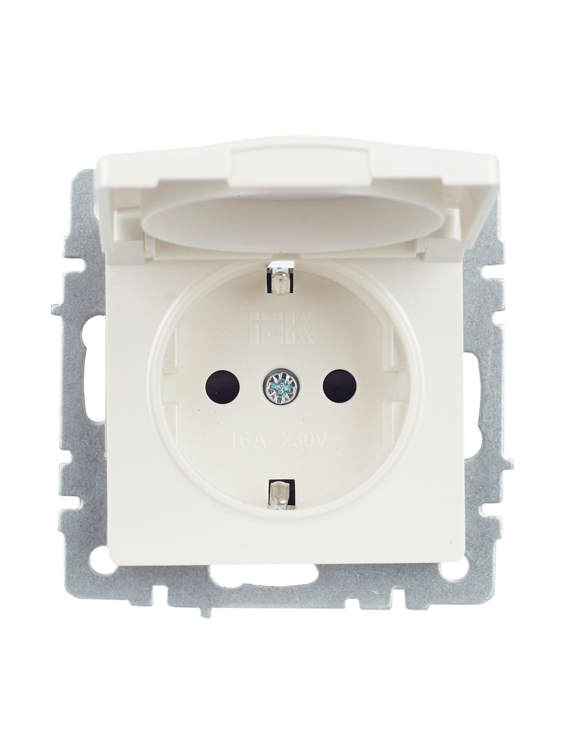 BRITE Розетка 1-местная с заземлением с защитными шторками и крышкой 16А IP44 РСбш10-3-44-БрЖ жемчуг IEK — фото