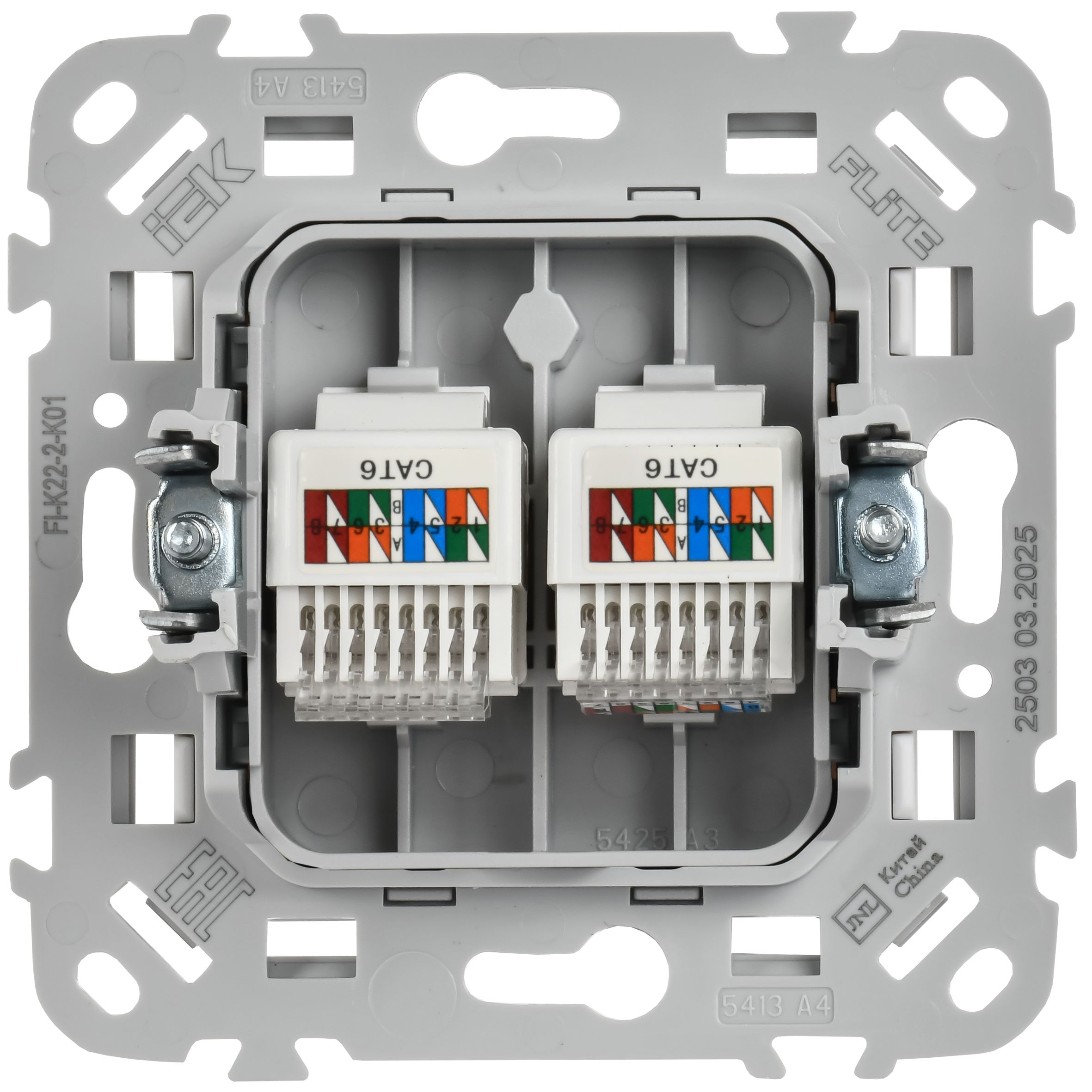 FLITE Розетка 2-местная компьютерная RJ45 категория 6 UTP РК6-2-0-ФлБ белый IEK — фото
