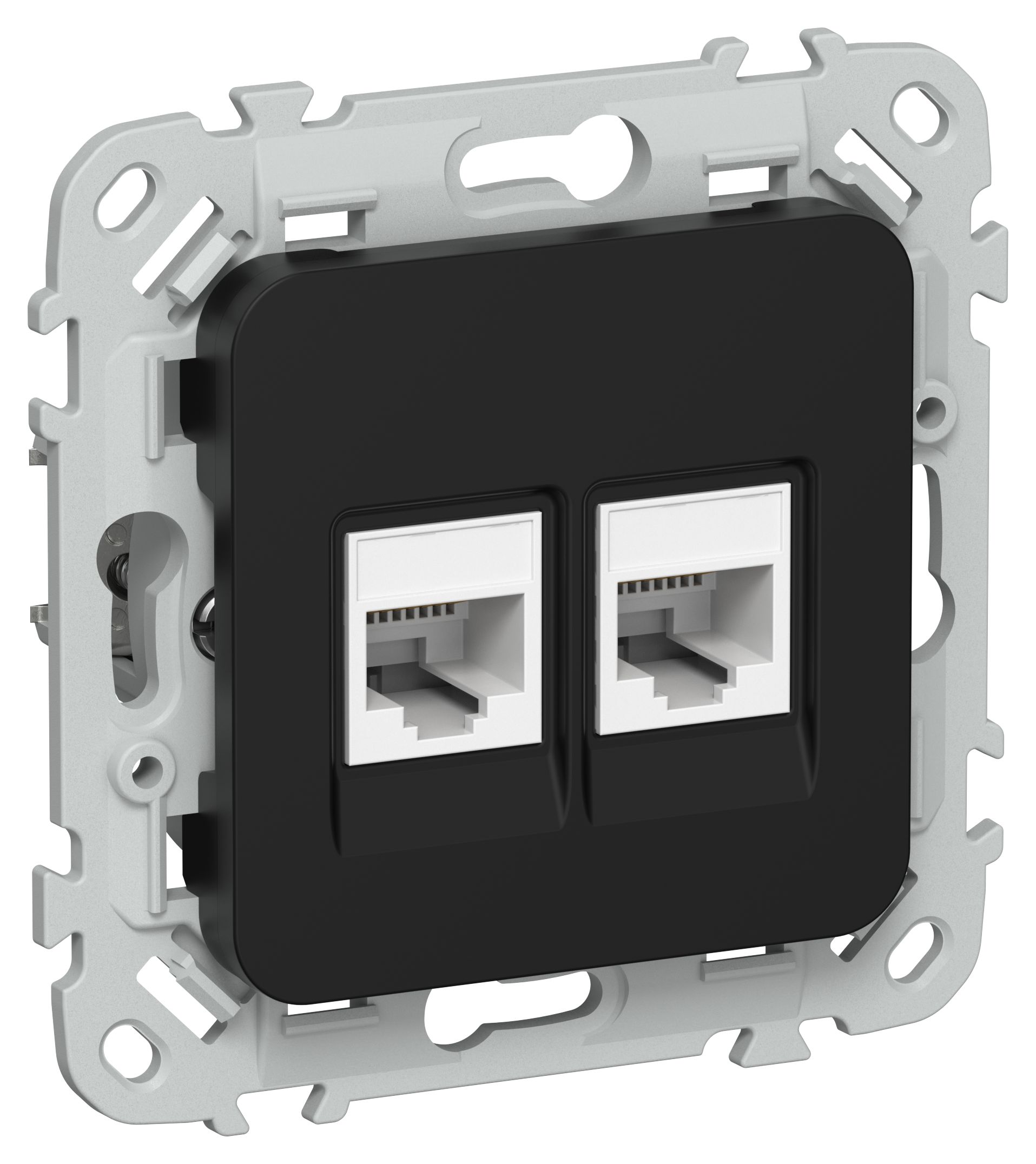 FLITE Розетка 2-местная компьютерная RJ45 категория 6 UTP РК6-2-0-ФлЧ черный IEK — фото