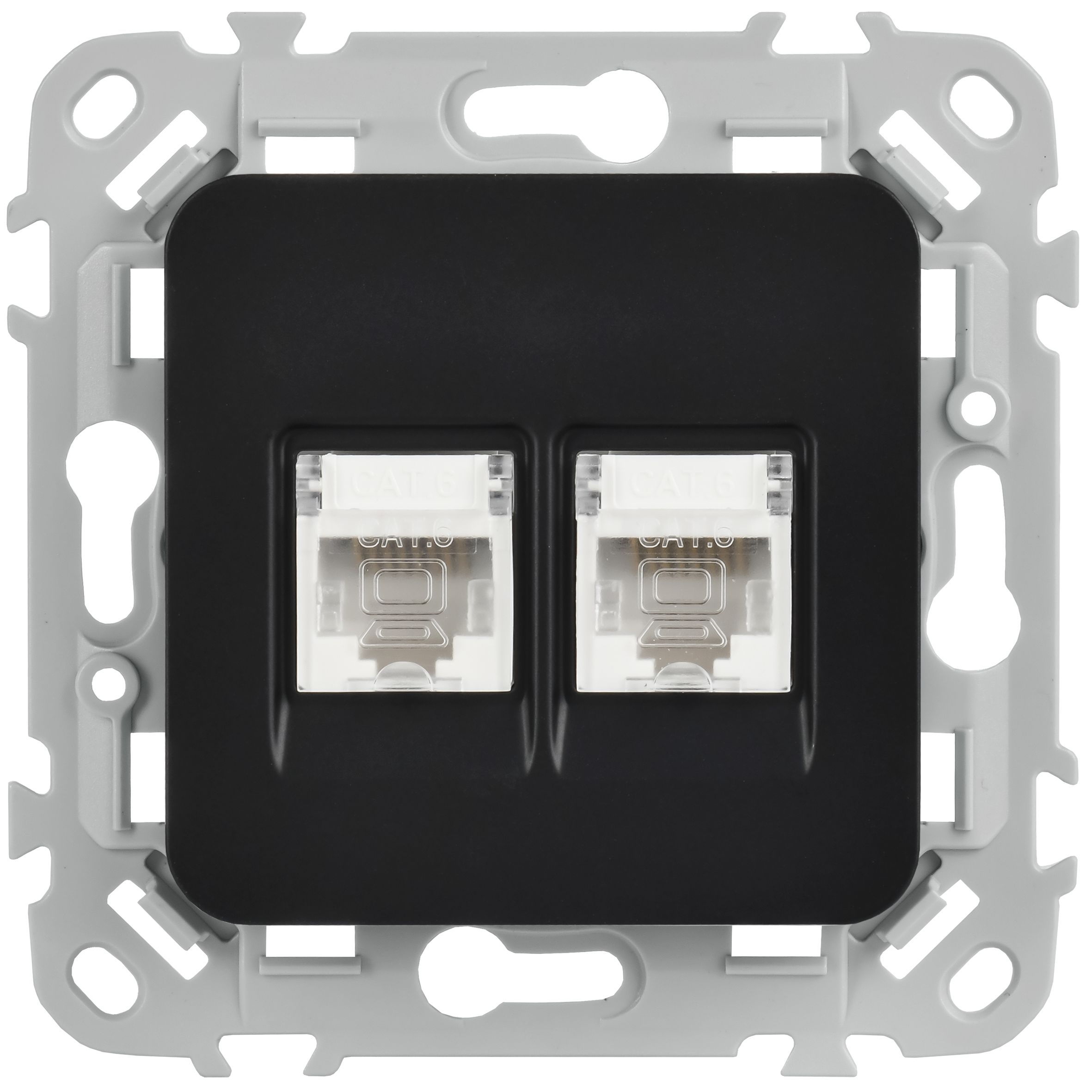 FLITE Розетка 2-местная компьютерная RJ45 категория 6 UTP РК6-2-0-ФлЧ черный IEK — фото