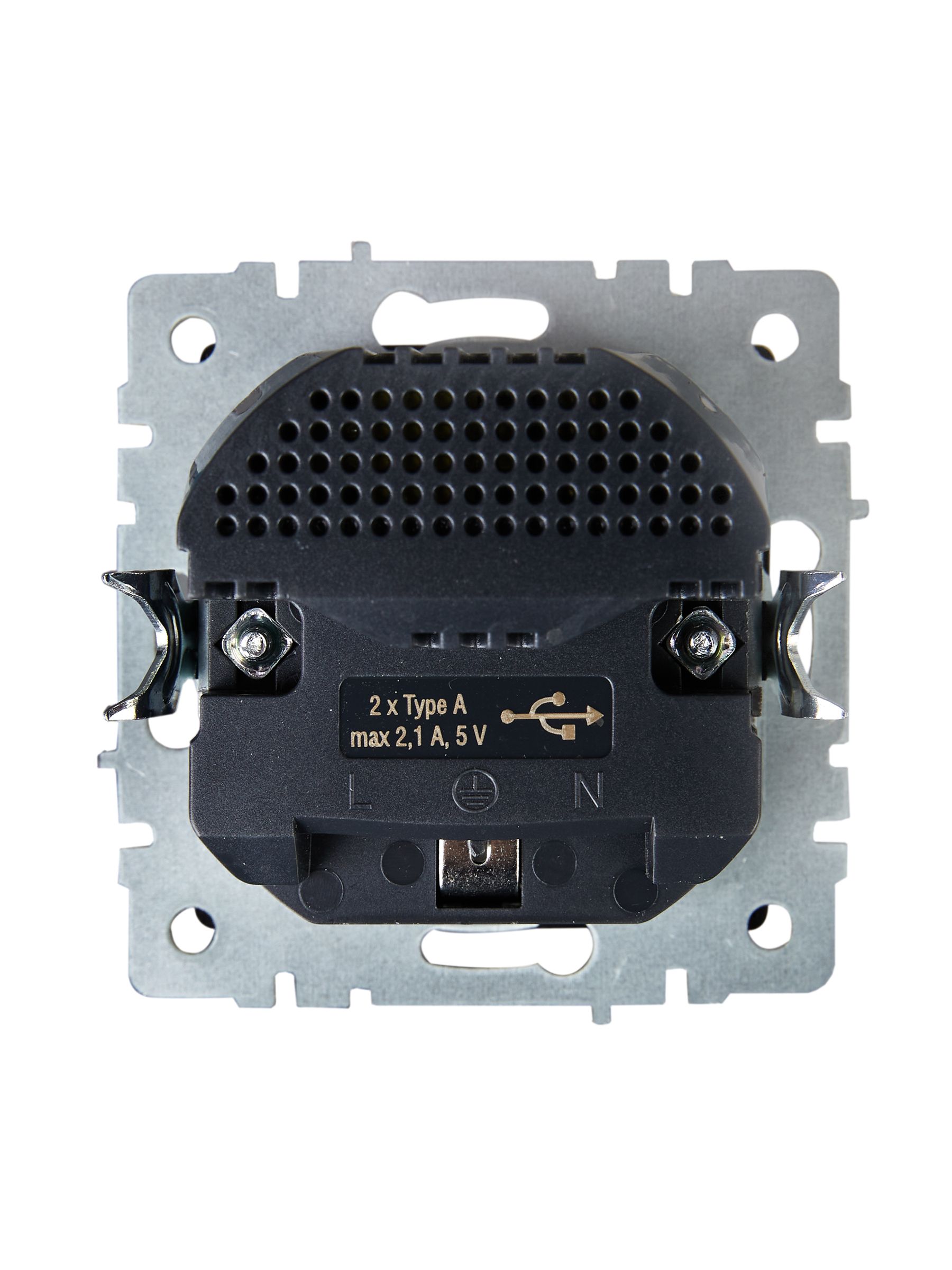 BRITE Розетка 1-местная с заземлением с защитными шторками 16А с USB A+A 5В 2,1А РЮш10-1-БрЧ черный IEK — фото