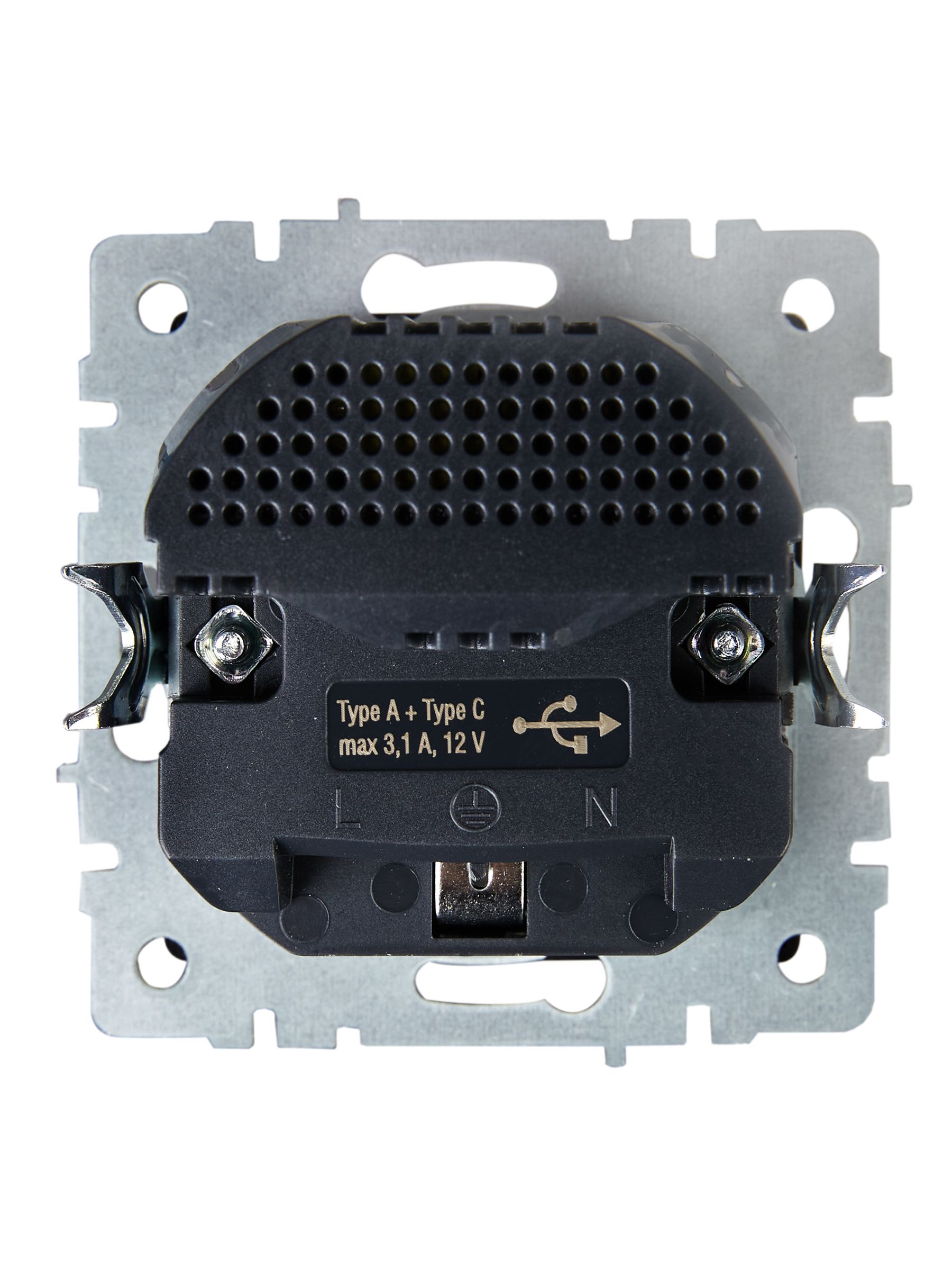 BRITE Розетка 1-местная с заземлением с защитными шторками 16А с USB A+C 18Вт РЮш11-1-БрЧ черный IEK — фото