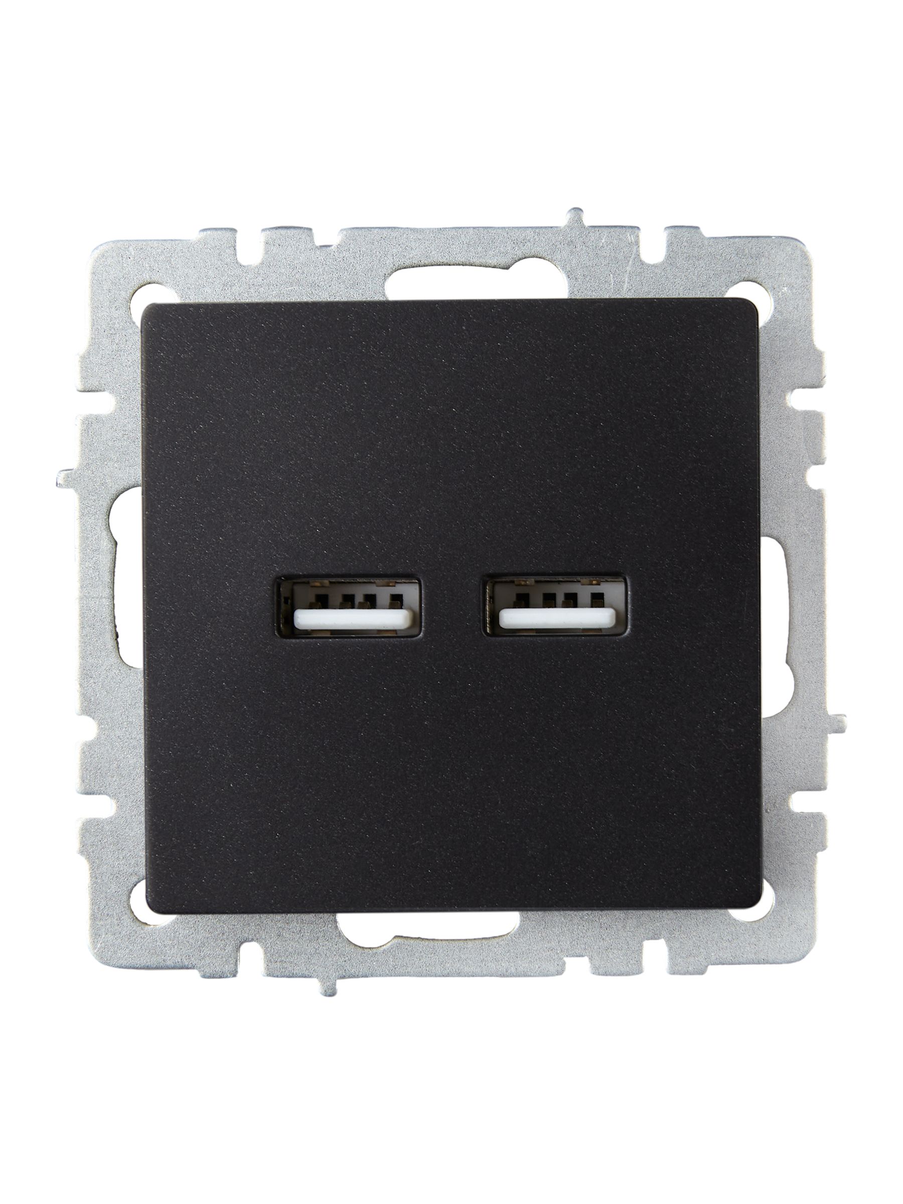 BRITE Розетка USB A+A 5В 3,1А РЮ10-1-БрЧ черный IEK — фото