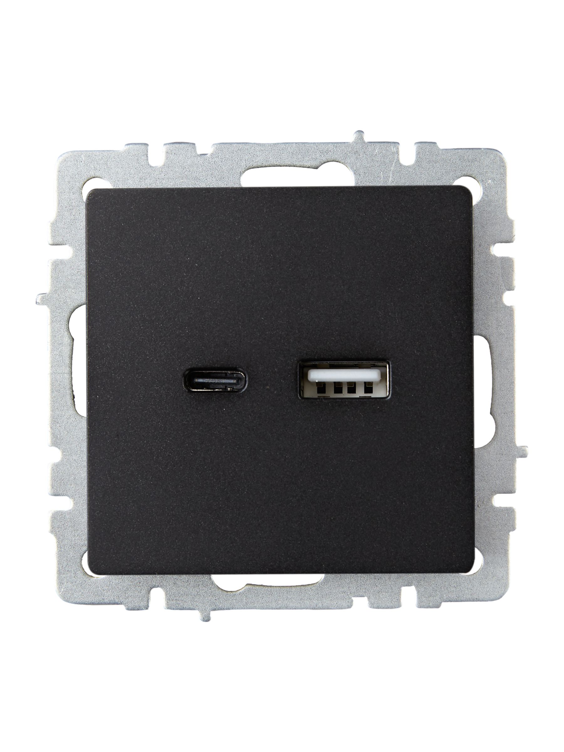 BRITE Розетка USB A+C 18Вт РЮ11-1-БрЧ черный IEK — фото