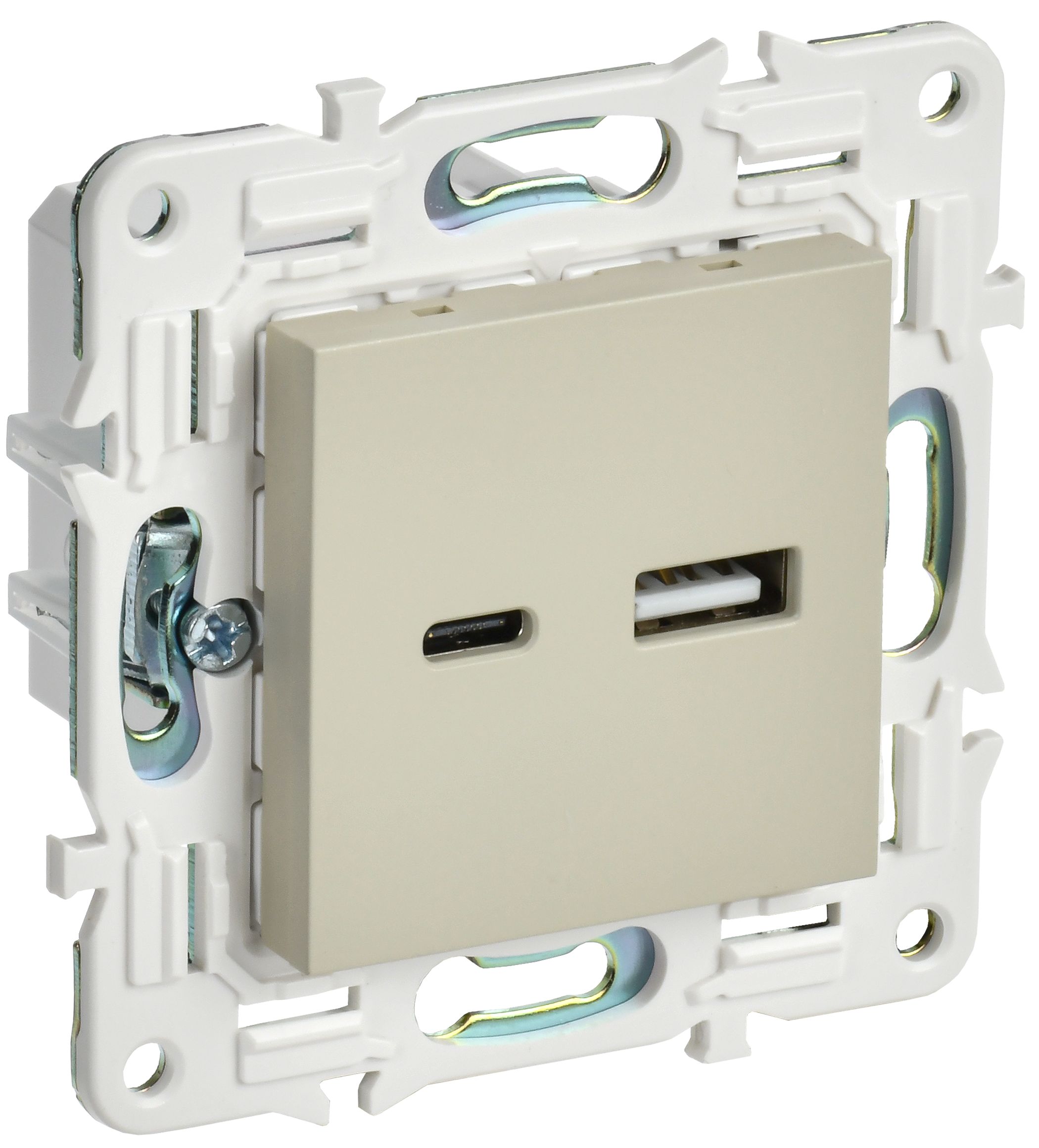 SKANDY Розетка USB A+C 18Вт SK-R13B бежевый IEK — фото