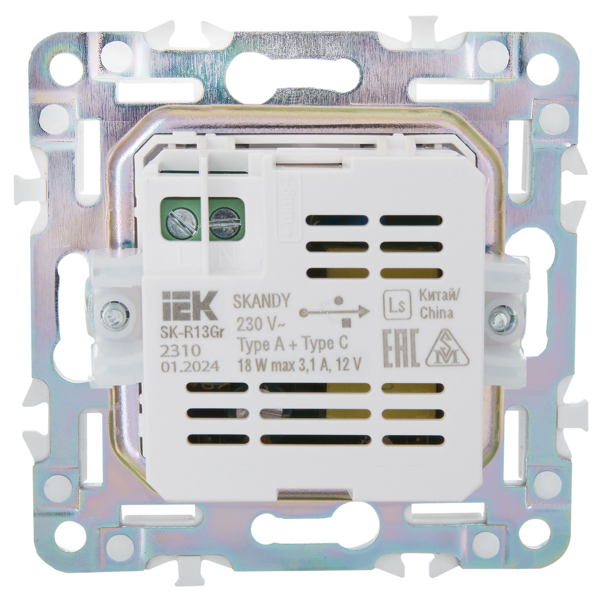 SKANDY Розетка USB A+C 18Вт SK-R13Gr серый IEK — фото