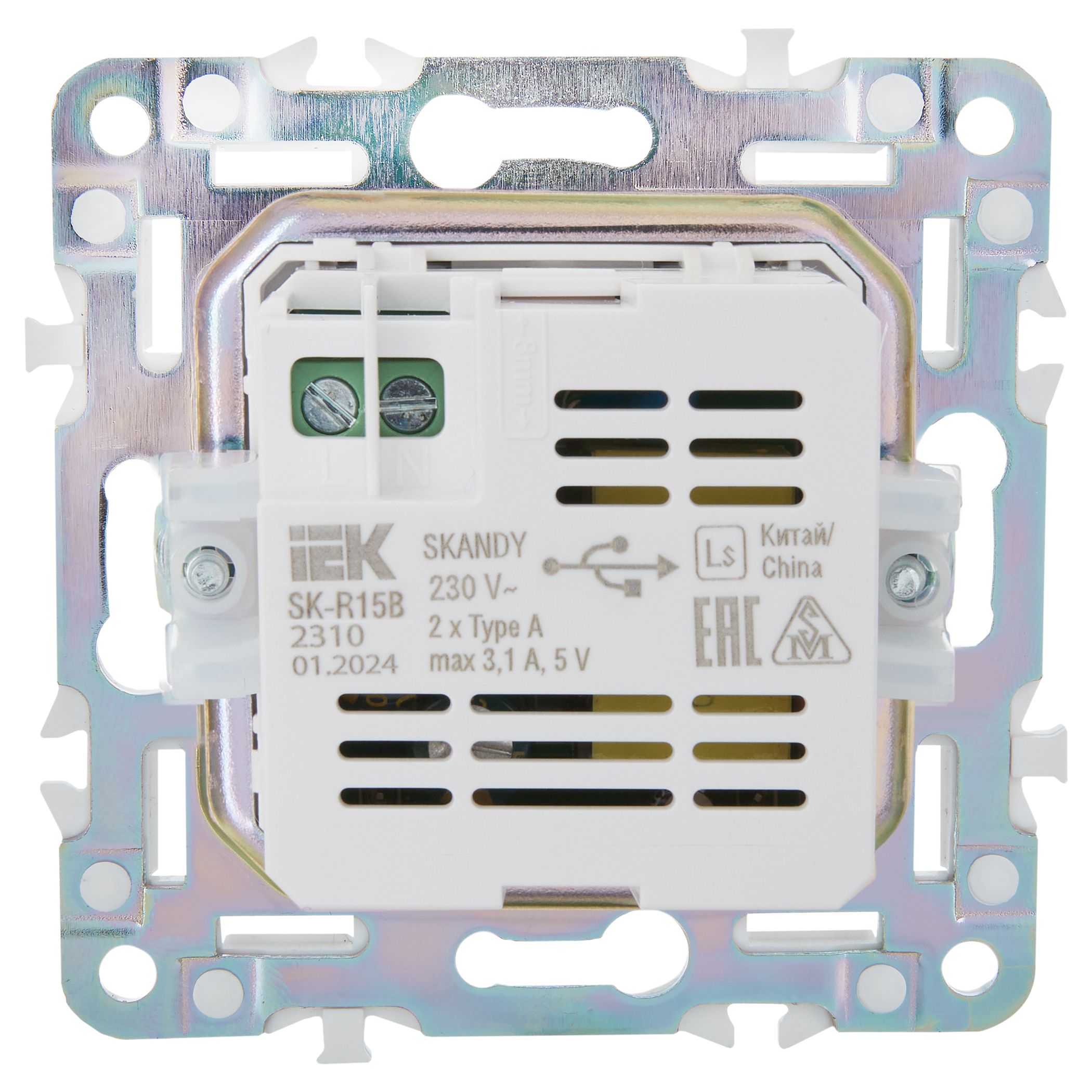 SKANDY Розетка USB A+A 3,1А SK-R15B бежевый IEK — фото