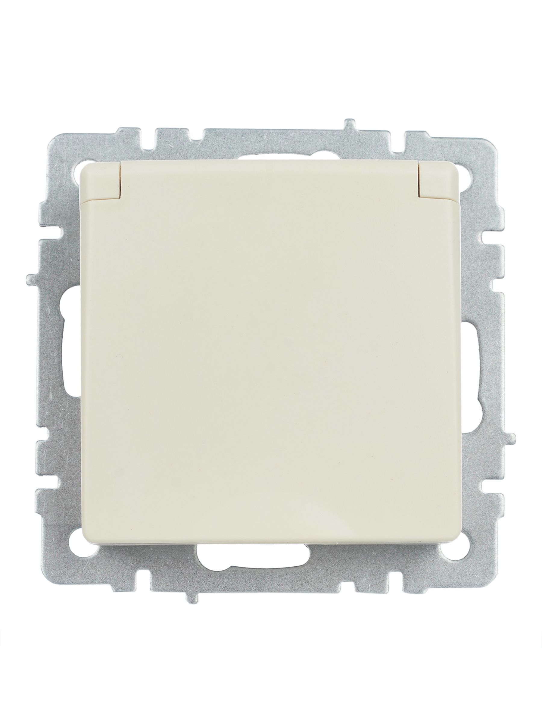 BRITE Розетка 1-местная с заземлением с защитными шторками и крышкой 16А IP44 РСбш10-3-44-БрКр бежевый IEK — фото