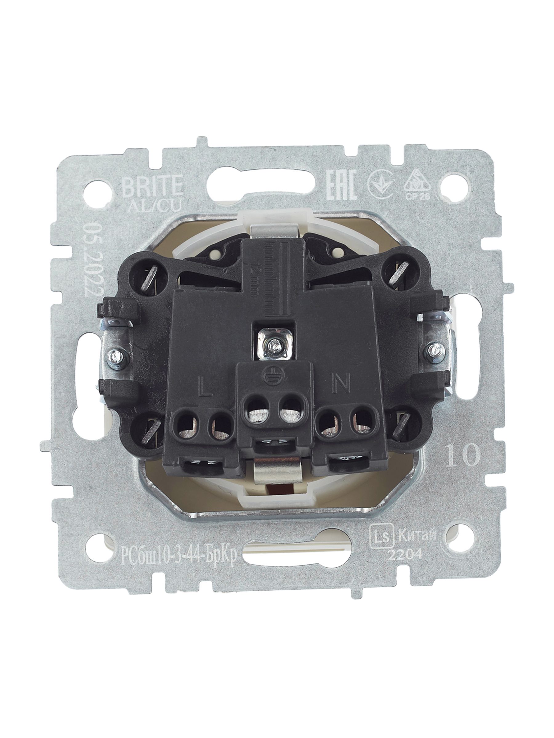 BRITE Розетка 1-местная с заземлением с защитными шторками и крышкой 16А IP44 РСбш10-3-44-БрКр бежевый IEK — фото