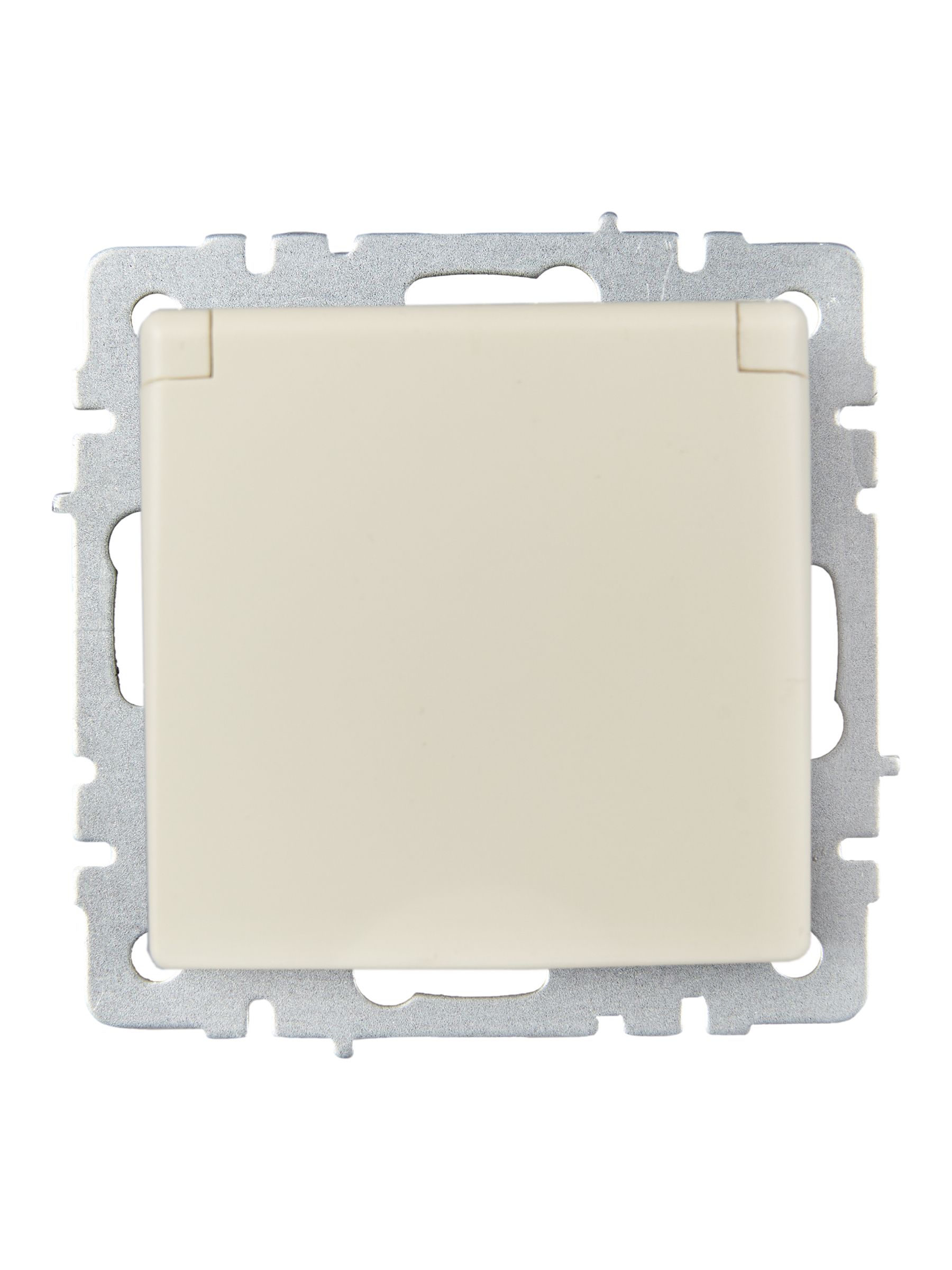 BRITE Розетка 1-местная с заземлением с защитными шторками и крышкой 16А IP20 РСбш10-3-БрКр бежевый IEK — фото