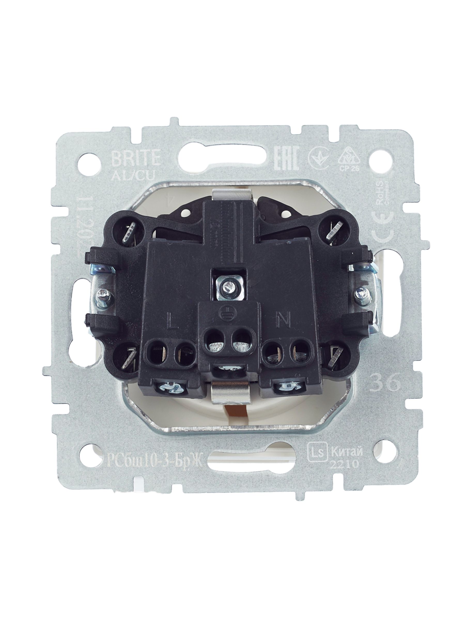 BRITE Розетка 1-местная с заземлением с защитными шторками и крышкой 16А IP20 РСбш10-3-БрЖ жемчуг IEK — фото