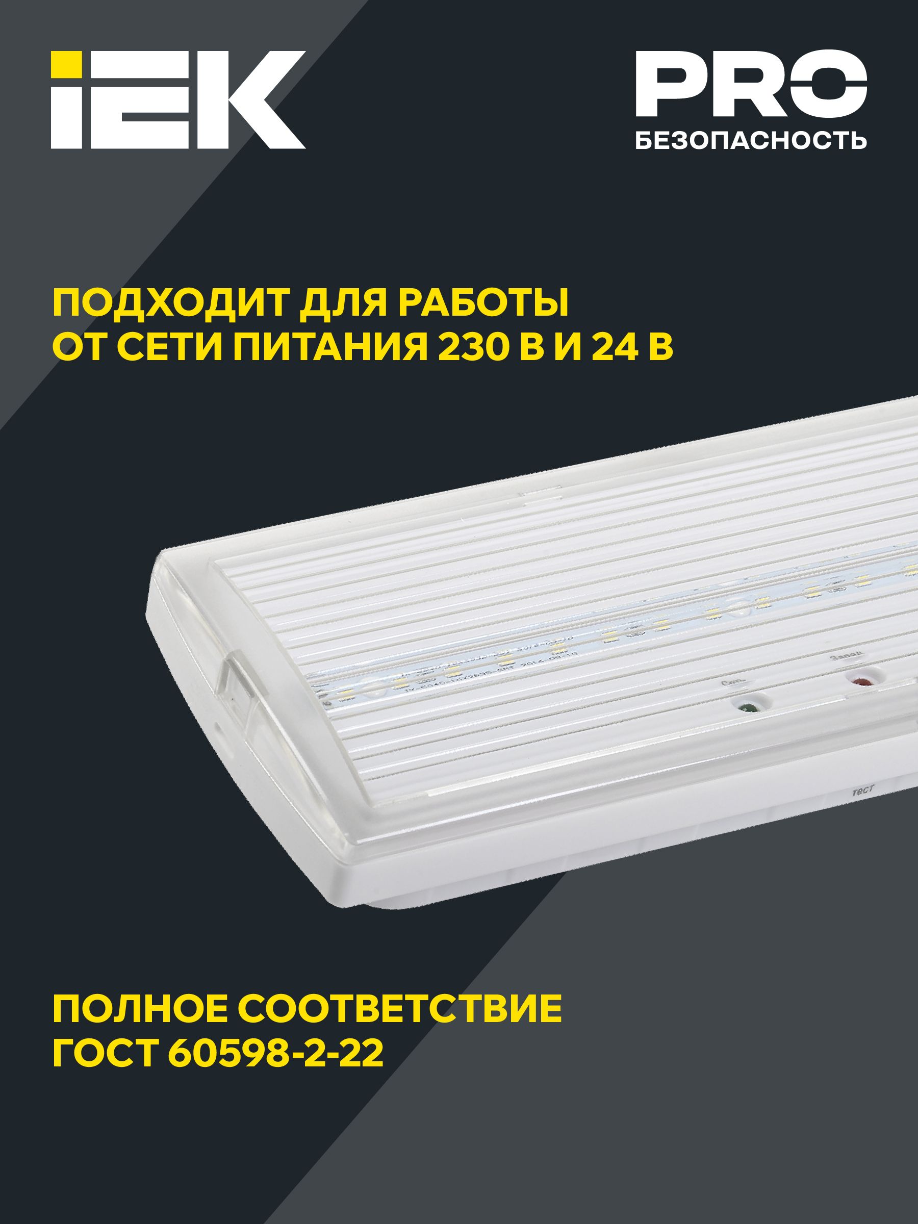 Светильник аварийный ДПА 5032-3 универсальный 10-24/220В 3ч IP20 IEK — фото