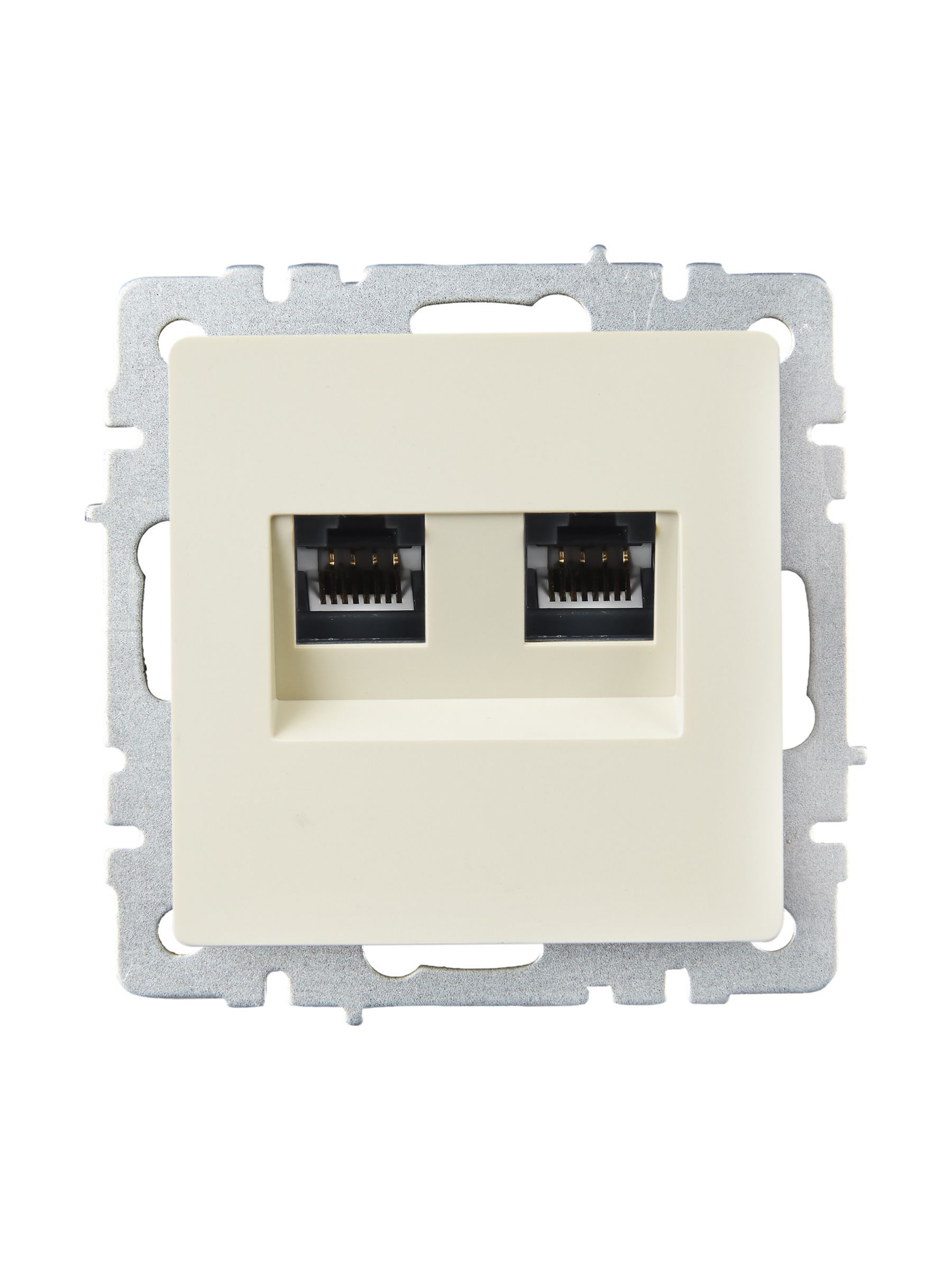 BRITE Розетка компьютерная двойная RJ45 кат.6 РК11-2-БрКр бежевый IEK — фото