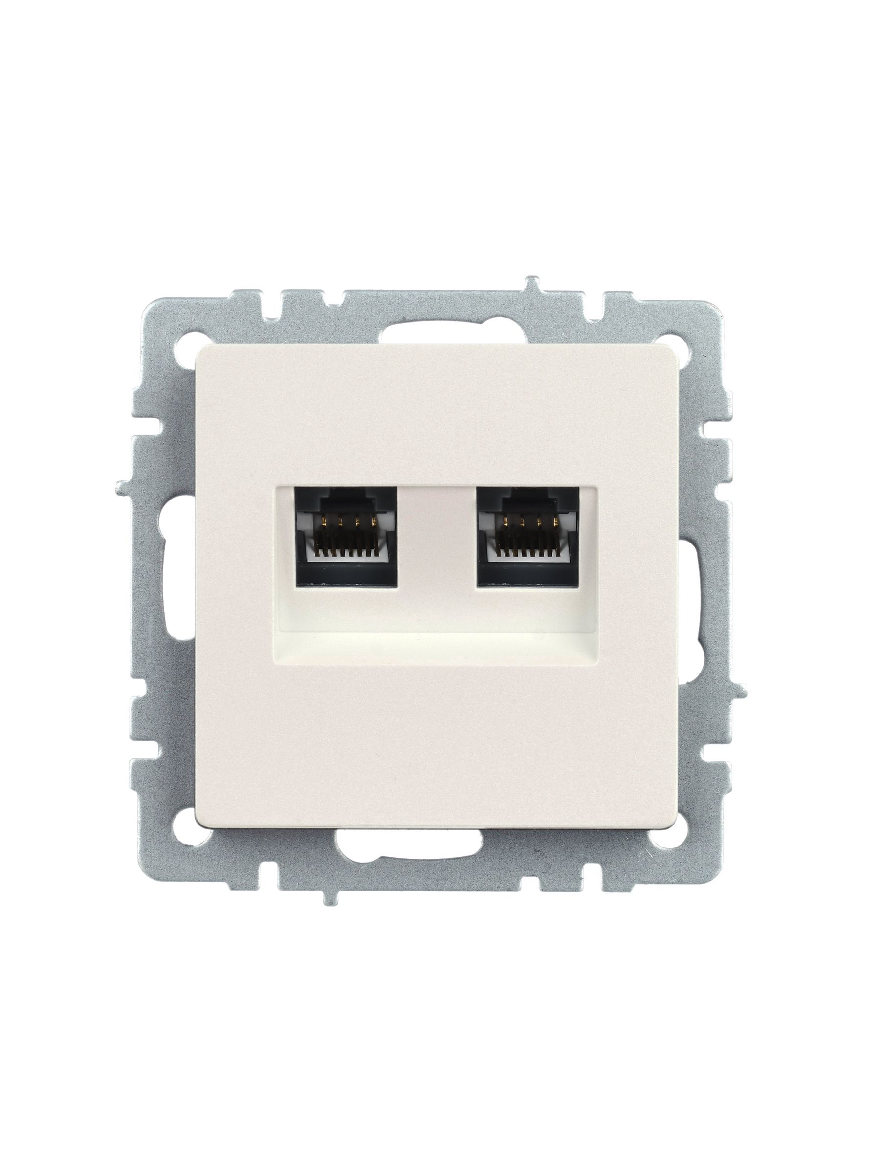 BRITE Розетка компьютерная двойная кат.5E RJ45 РК10-2-БрЖ жемчуг IEK — фото