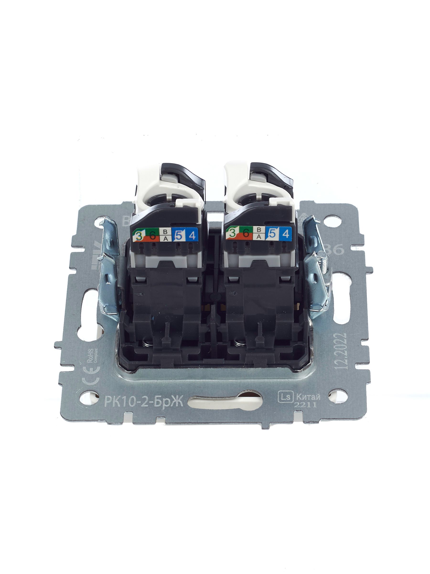 BRITE Розетка компьютерная двойная кат.5E RJ45 РК10-2-БрЖ жемчуг IEK — фото