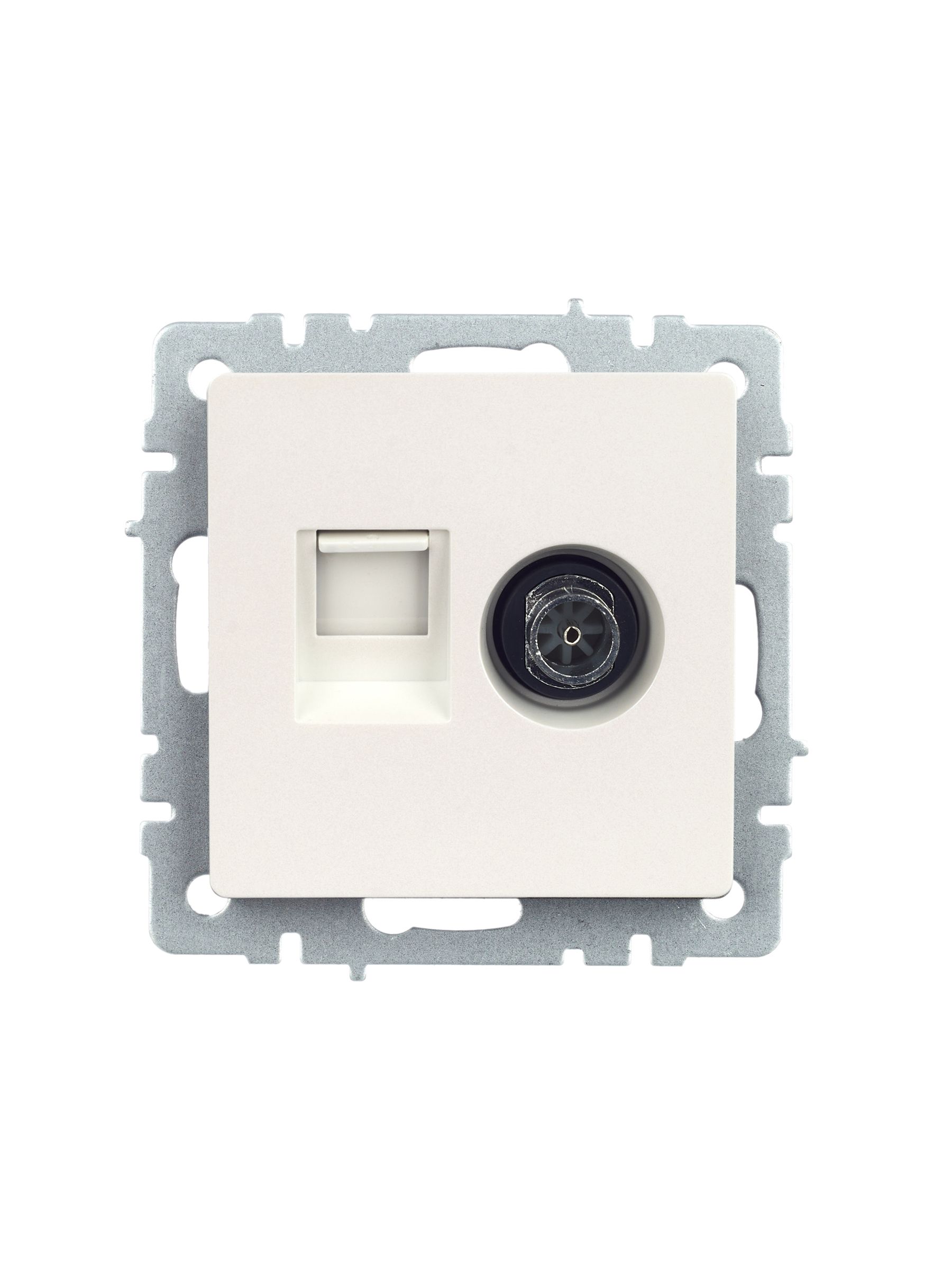 BRITE Розетка двойная TV+RJ45 кат.5E РТВ/РК12-БрЖ жемчуг IEK — фото