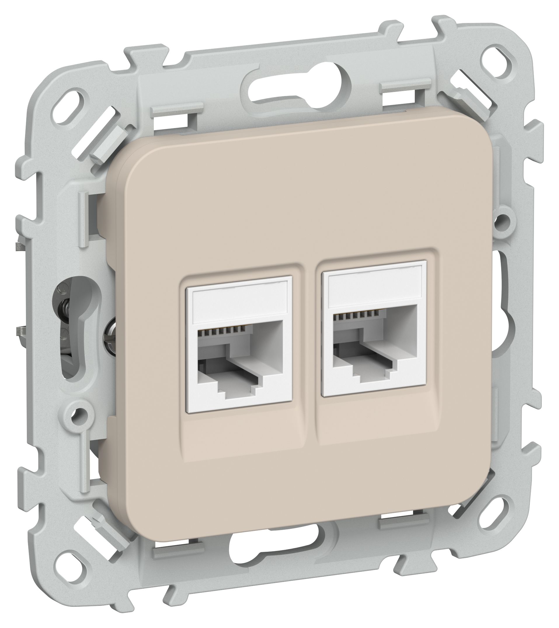FLITE Розетка 2-местная компьютерная RJ45 категория 6 UTP РК6-2-0-ФлЛ льняной IEK