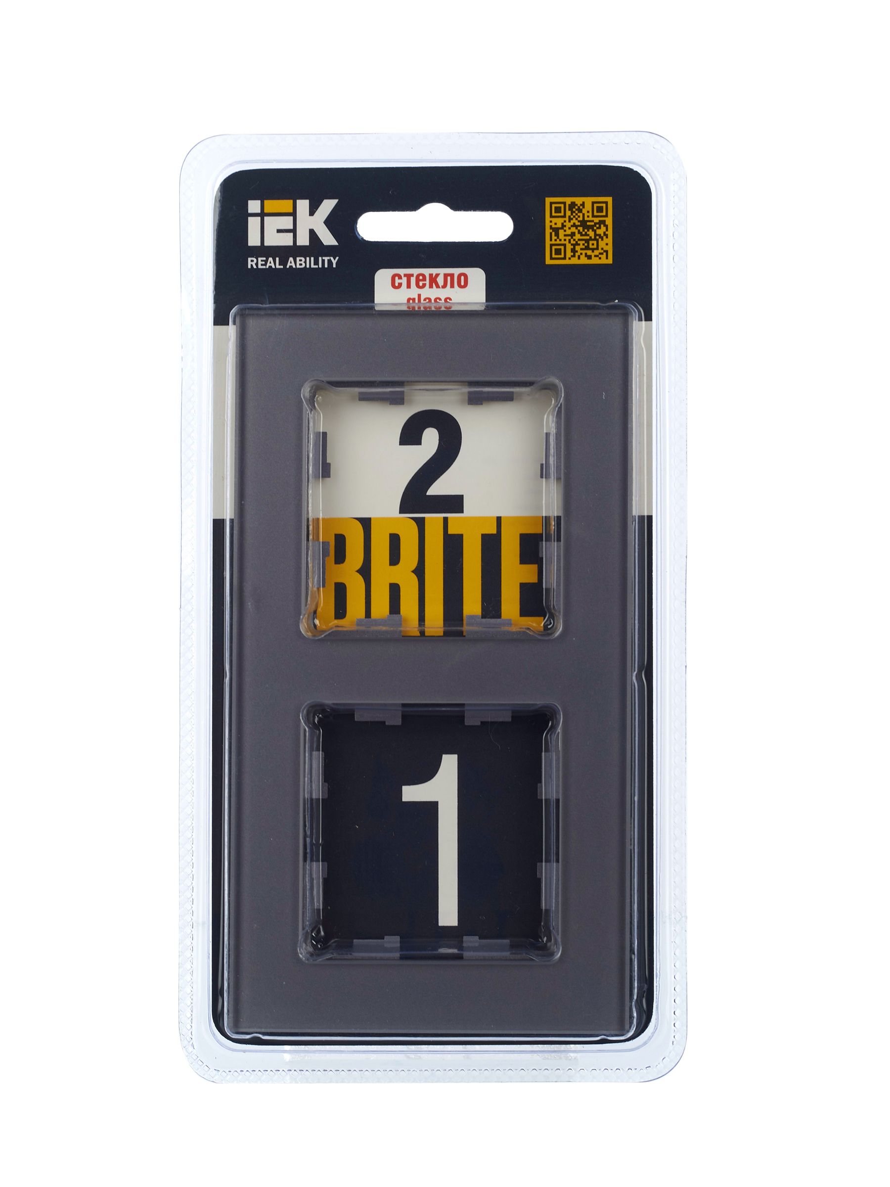 BRITE Рамка 2 -местная РУ-2-2-БрСе стекло серый IEK — фото