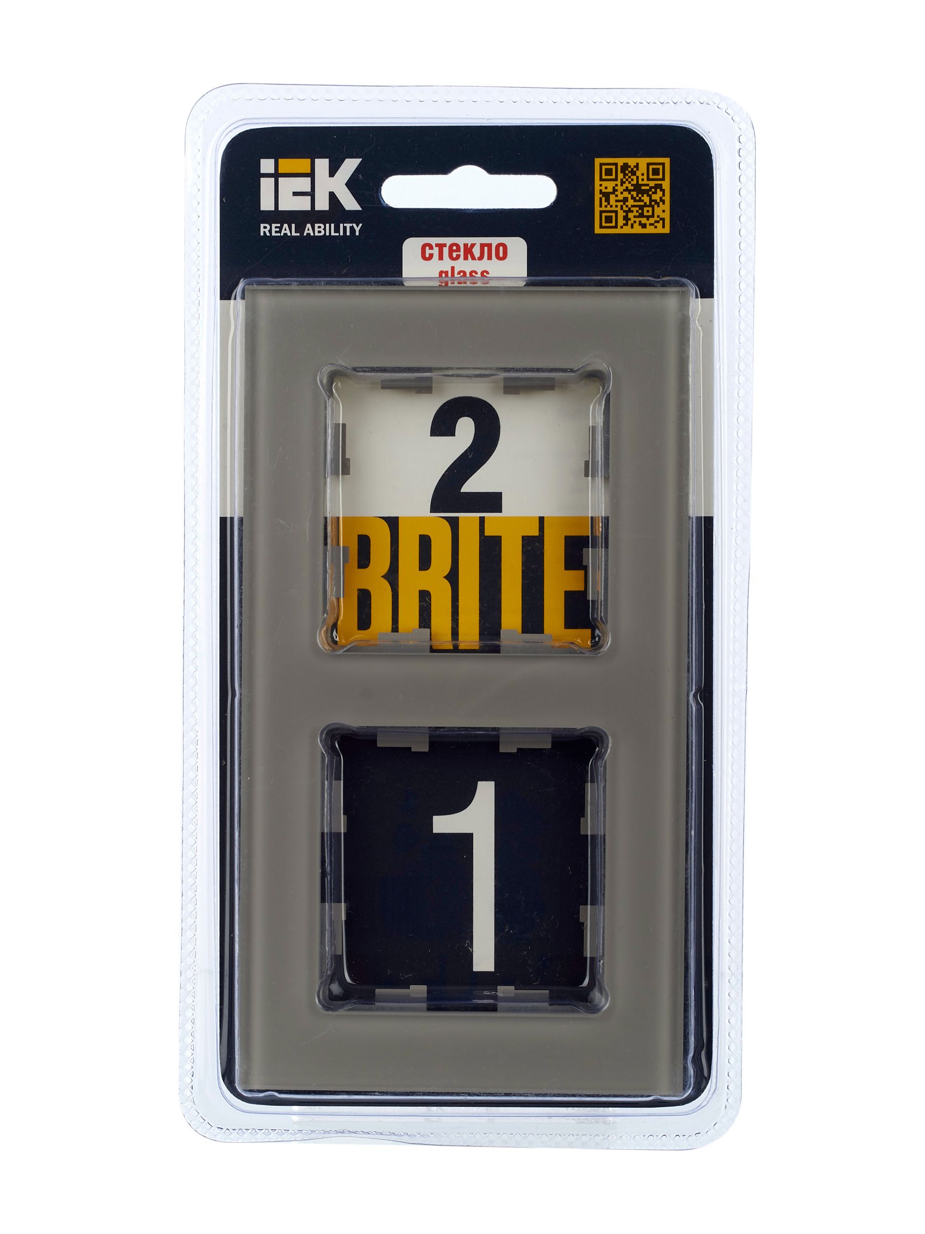 BRITE Рамка 2 -местная РУ-2-2-БрД стекло дымчатый IEK — фото