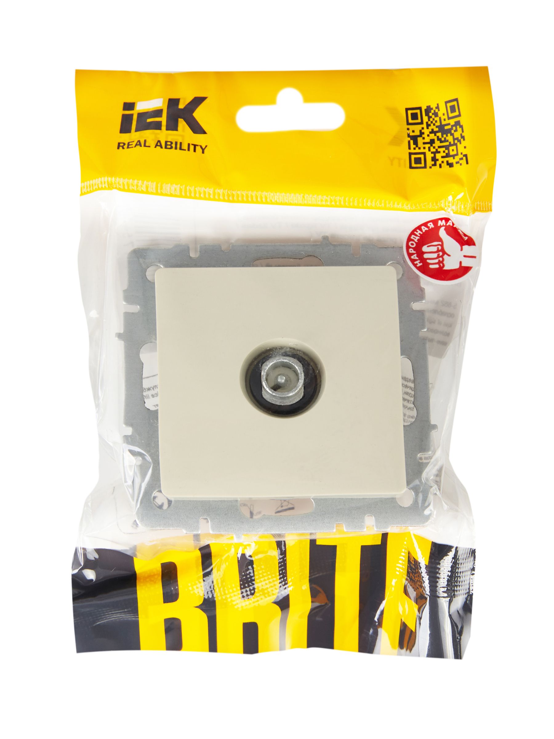 BRITE Розетка TV проходная РТВ10-0-БрКр бежевый IEK — фото