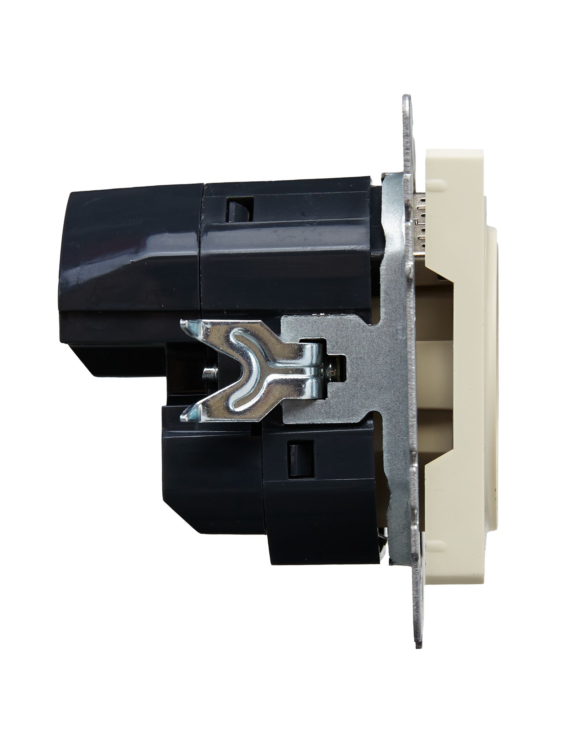 BRITE Розетка 1-местная с заземлением с защитными шторками 16А с USB A+C 18Вт РЮш11-1-БрКр бежевый IEK — фото