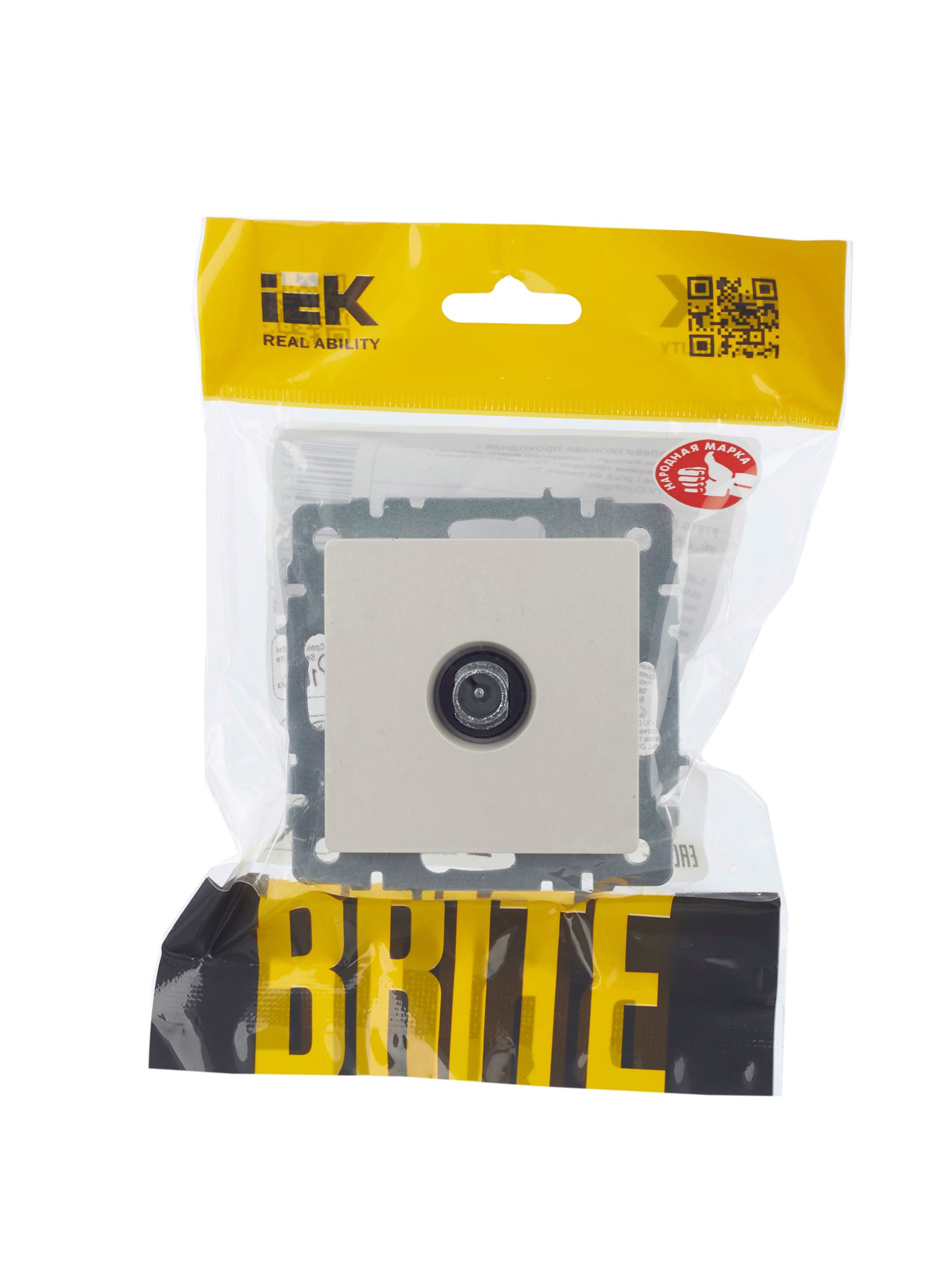 BRITE Розетка TV проходная РТВ10-0-БрЖ жемчуг IEK — фото