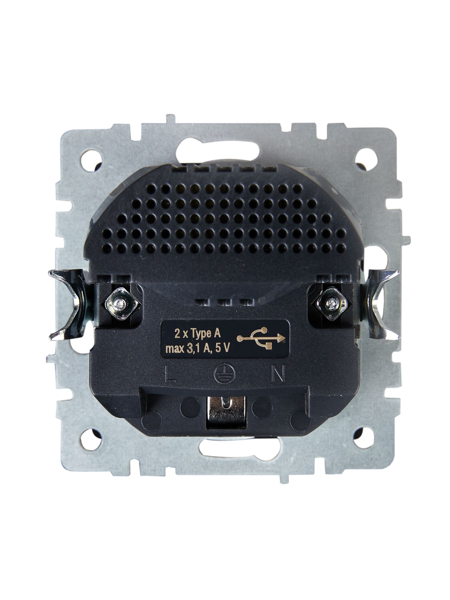 BRITE Розетка 1-местная с заземлением с защитными шторками 16А с USB A+A 5В 3,1А РЮш10-2-БрЖ жемчуг IEK — фото