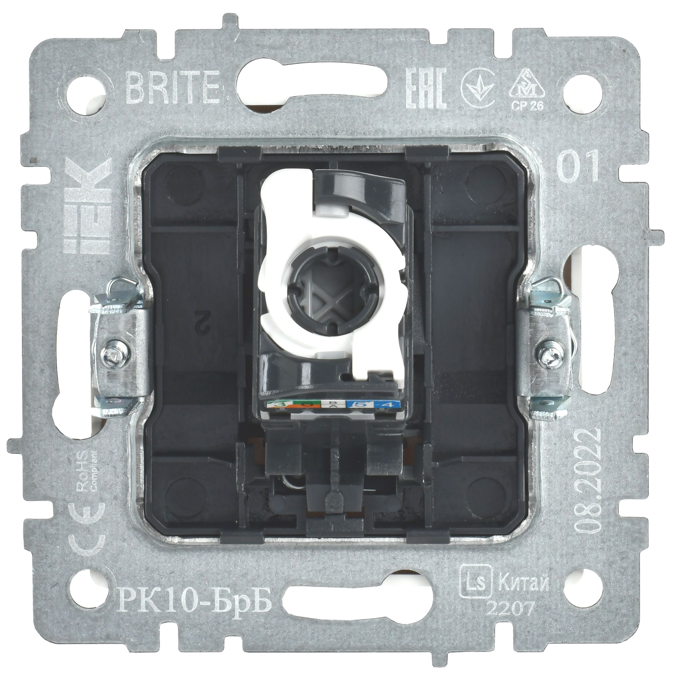 BRITE Розетка компьютерная RJ45 кат.5E РК10-БрБ белый IEK — фото