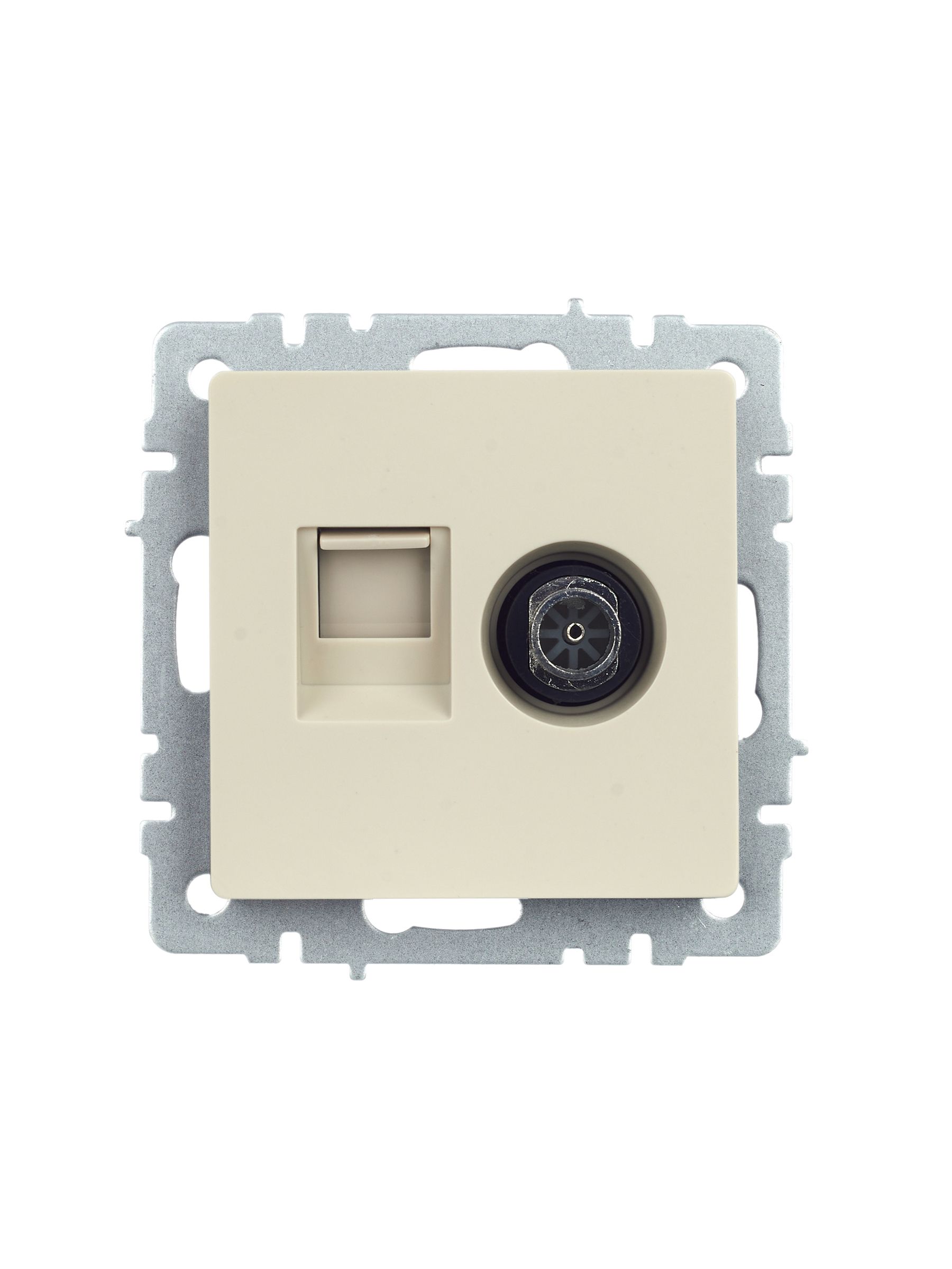 BRITE Розетка двойная TV+RJ45 кат.5E РТВ/РК12-БрКр бежевый IEK — фото