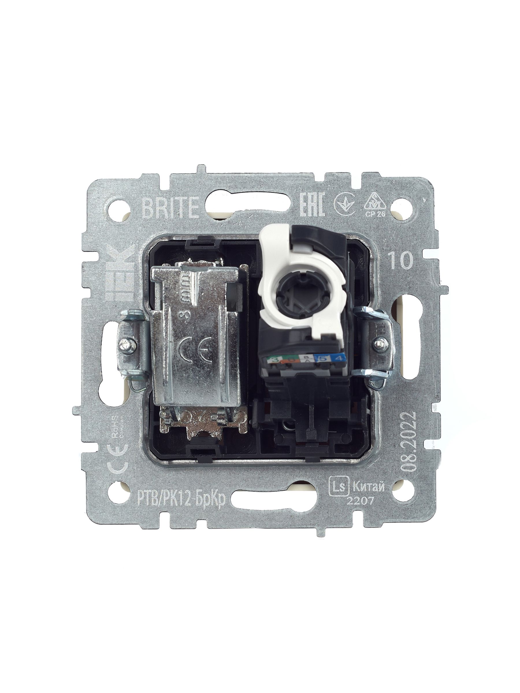 BRITE Розетка двойная TV+RJ45 кат.5E РТВ/РК12-БрКр бежевый IEK — фото