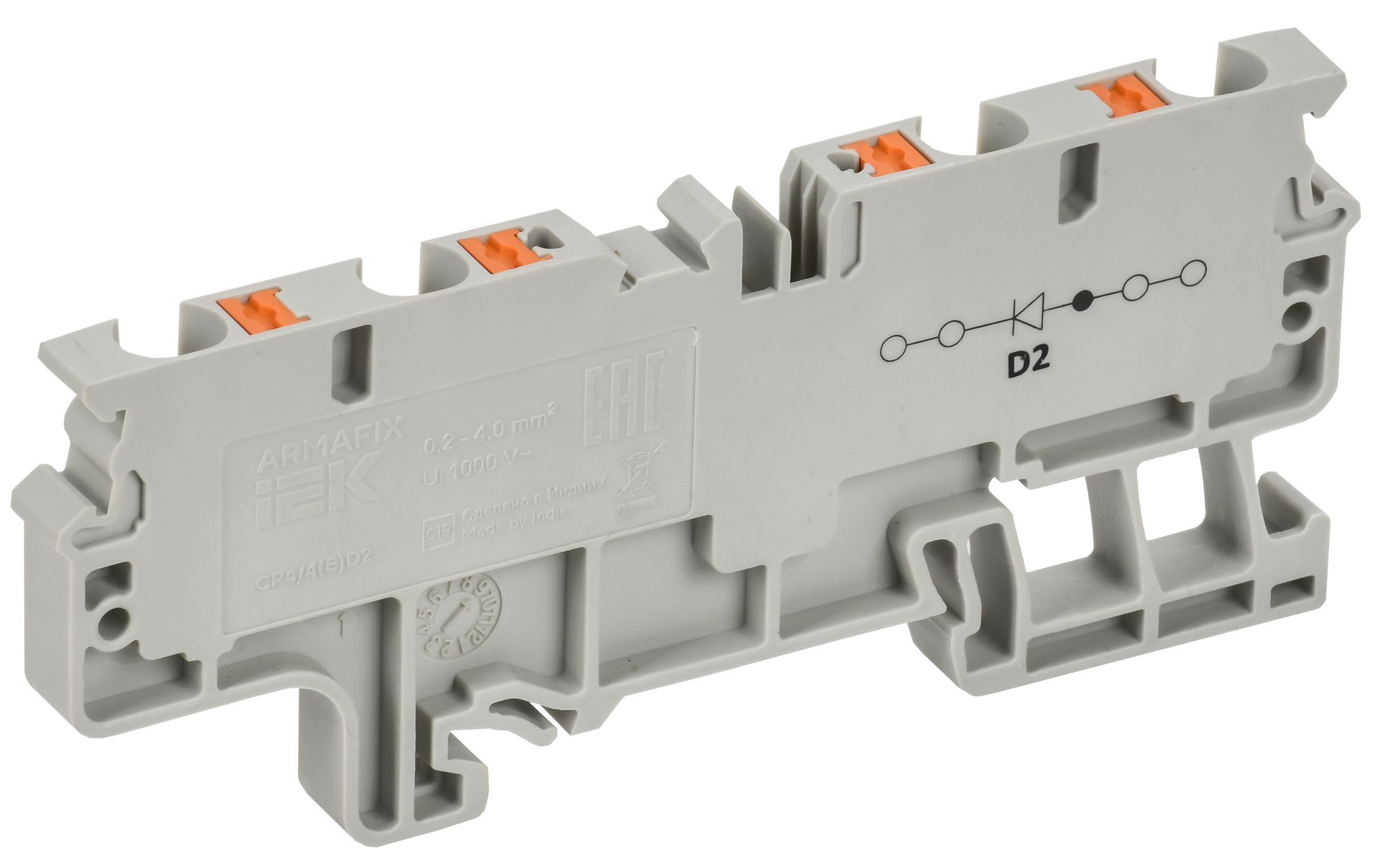 ARMAFIX Колодка клеммная CP4/4(E)D2 4х-проводная Push In с встроенным диодом IEK — фото