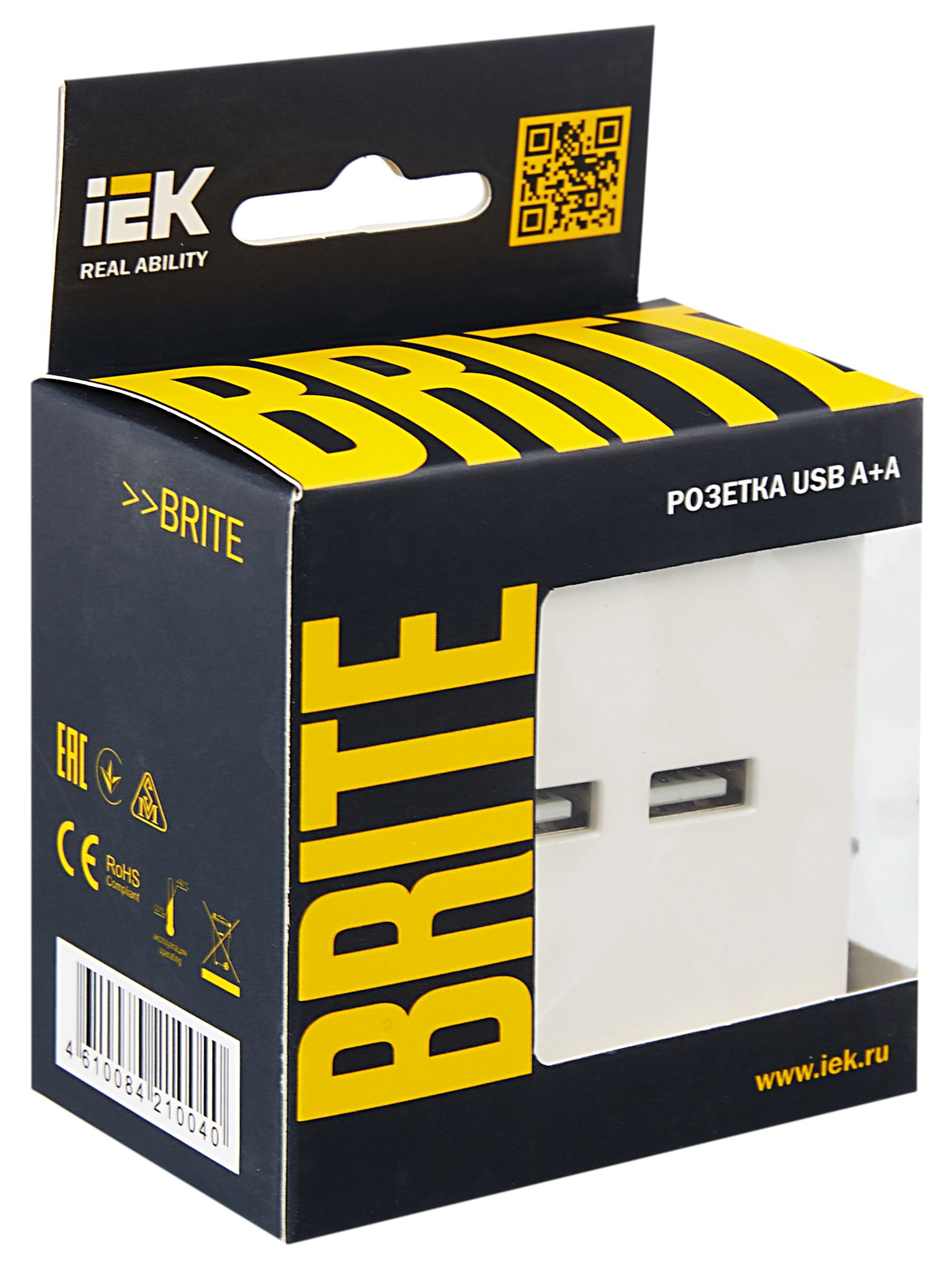BRITE Розетка USB A+A 5В 3,1А РЮ10-1-БрЖ жемчуг IEK — фото