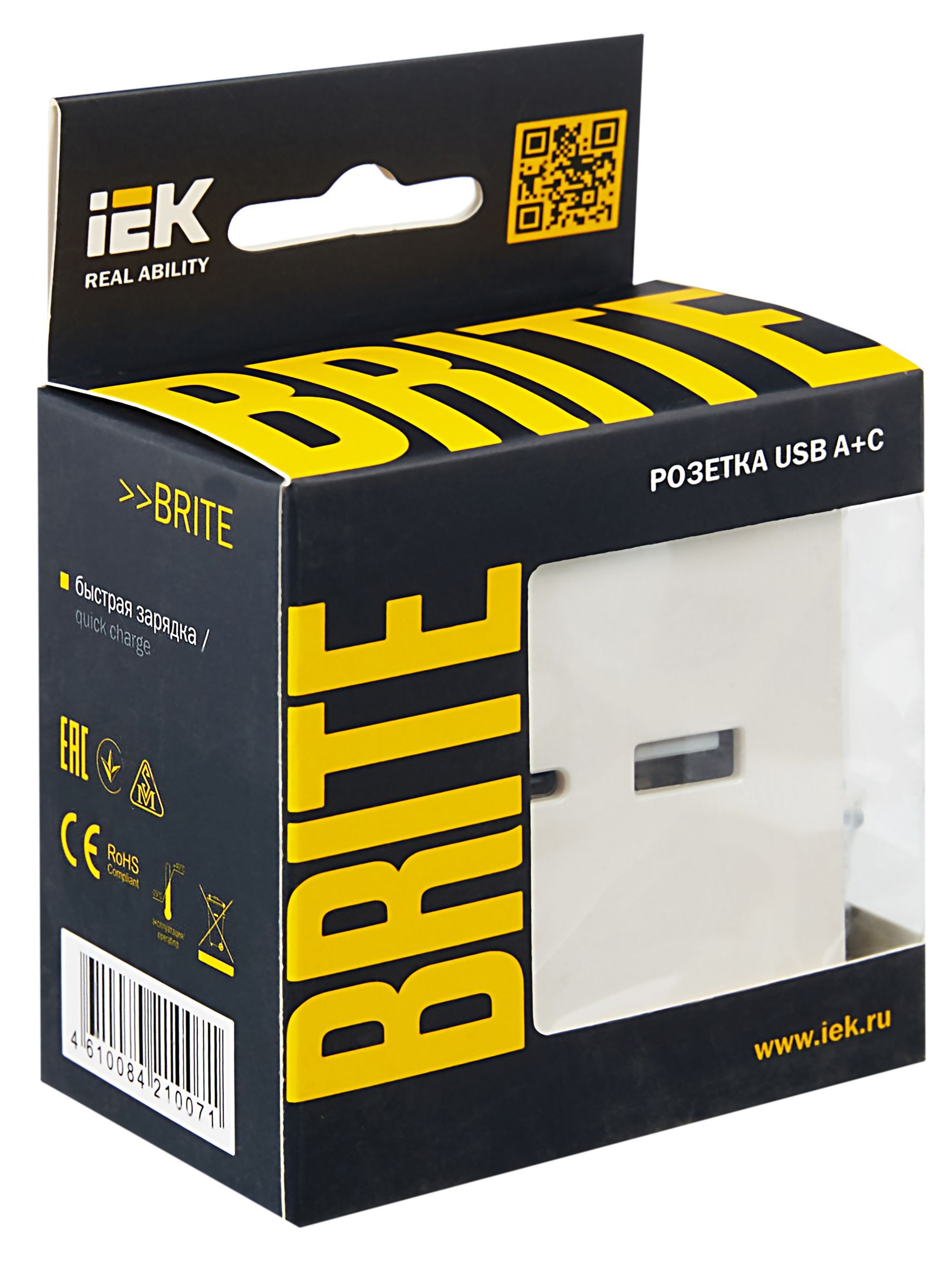 BRITE Розетка USB A+C 18Вт РЮ11-1-БрЖ жемчуг IEK — фото