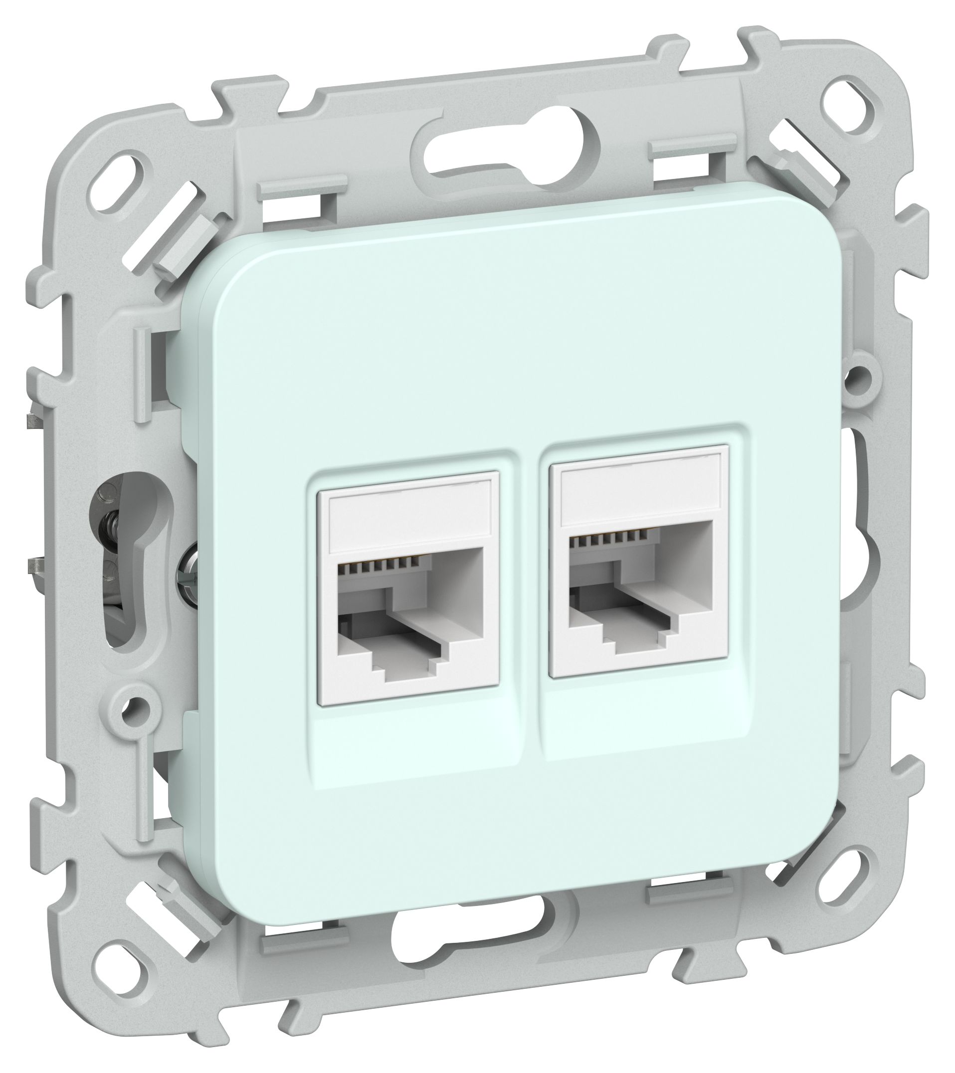FLITE Розетка 2-местная компьютерная RJ45 категория 6 UTP РК6-2-0-ФлХЛ холодный лед IEK