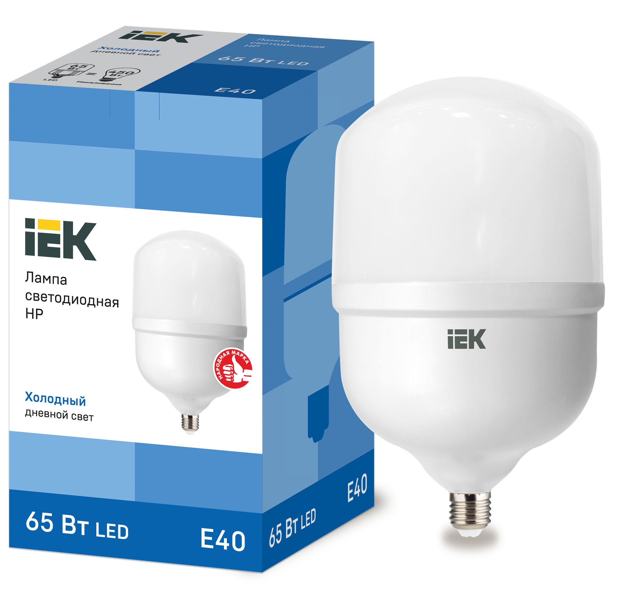Лампа светодиодная HP 65Вт 230В 6500К E40 IEK — фото