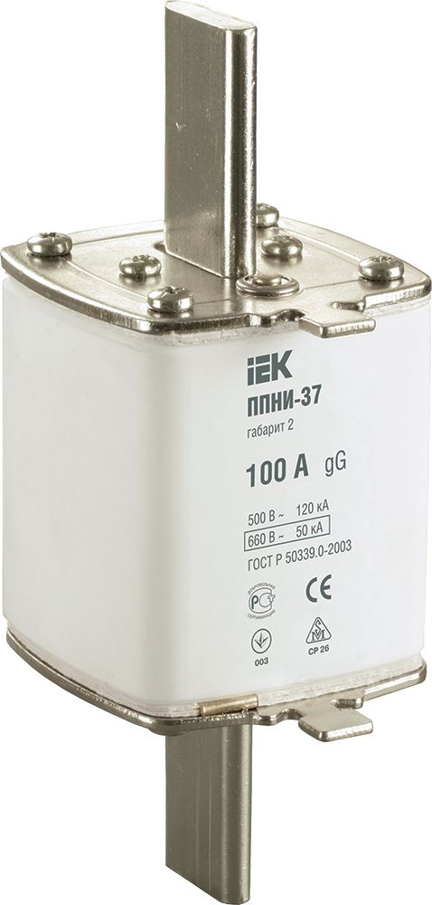Плавкая вставка предохранителя ППНИ-37 габарит 2 100А IEK