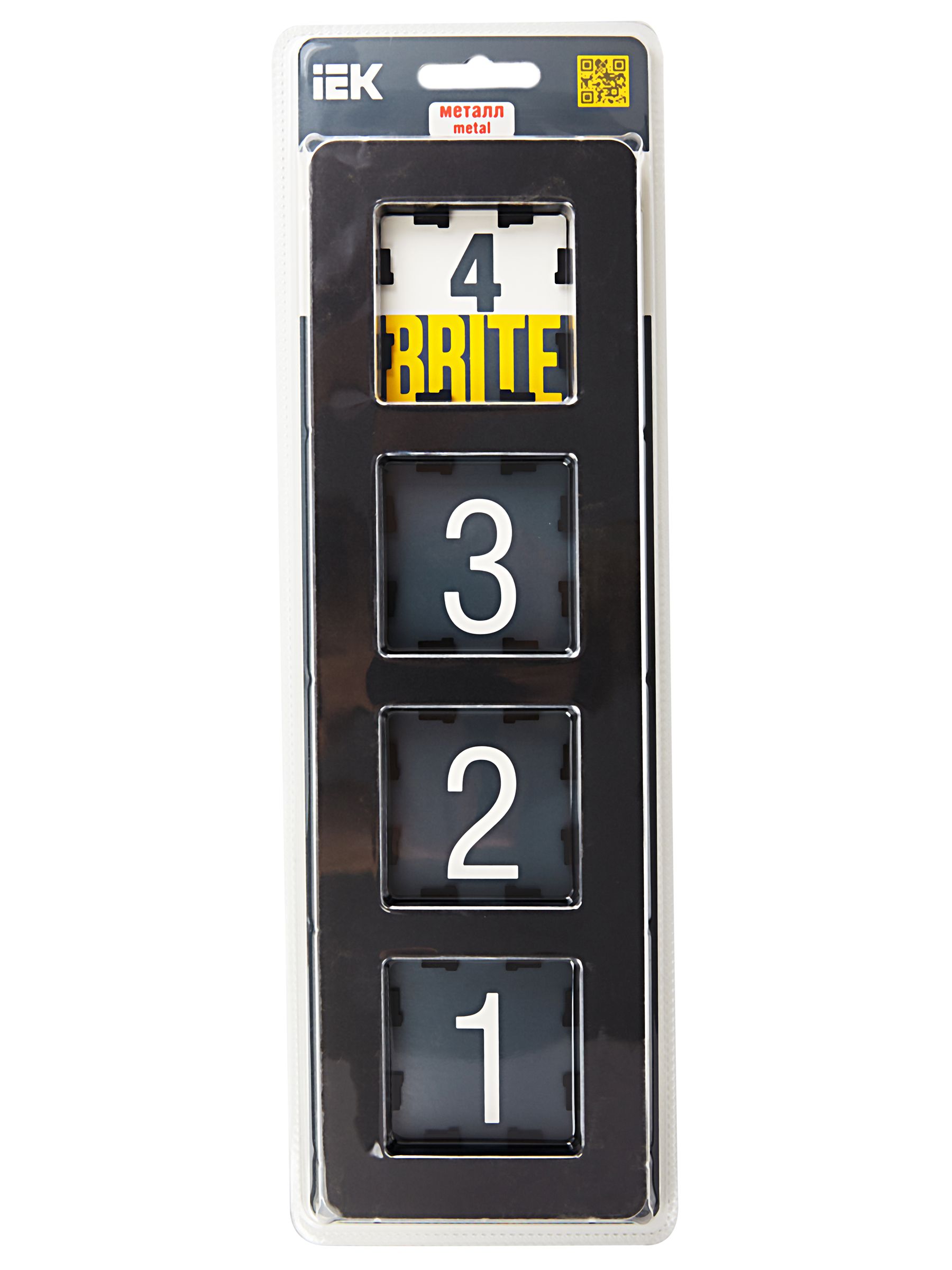 BRITE Рамка 4-местная РУ-4-1-Бр металл черный RE IEK — фото