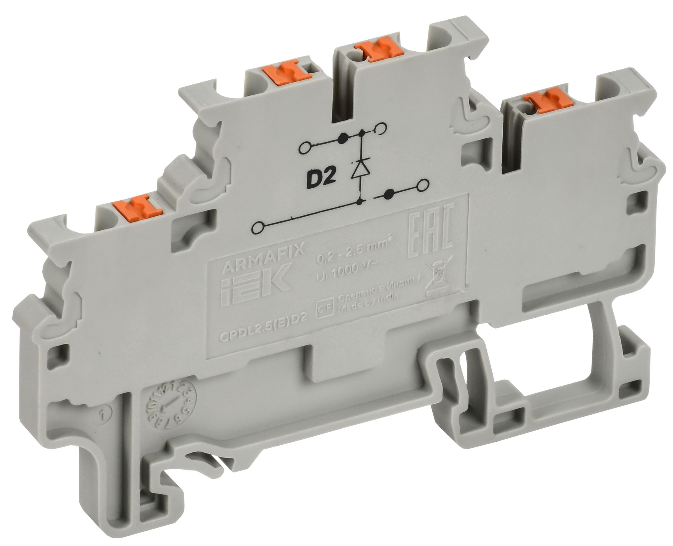 ARMAFIX Колодка клеммная CPDL2.5(E)D2 2х-уровневая с встроенным диодом IEK — фото