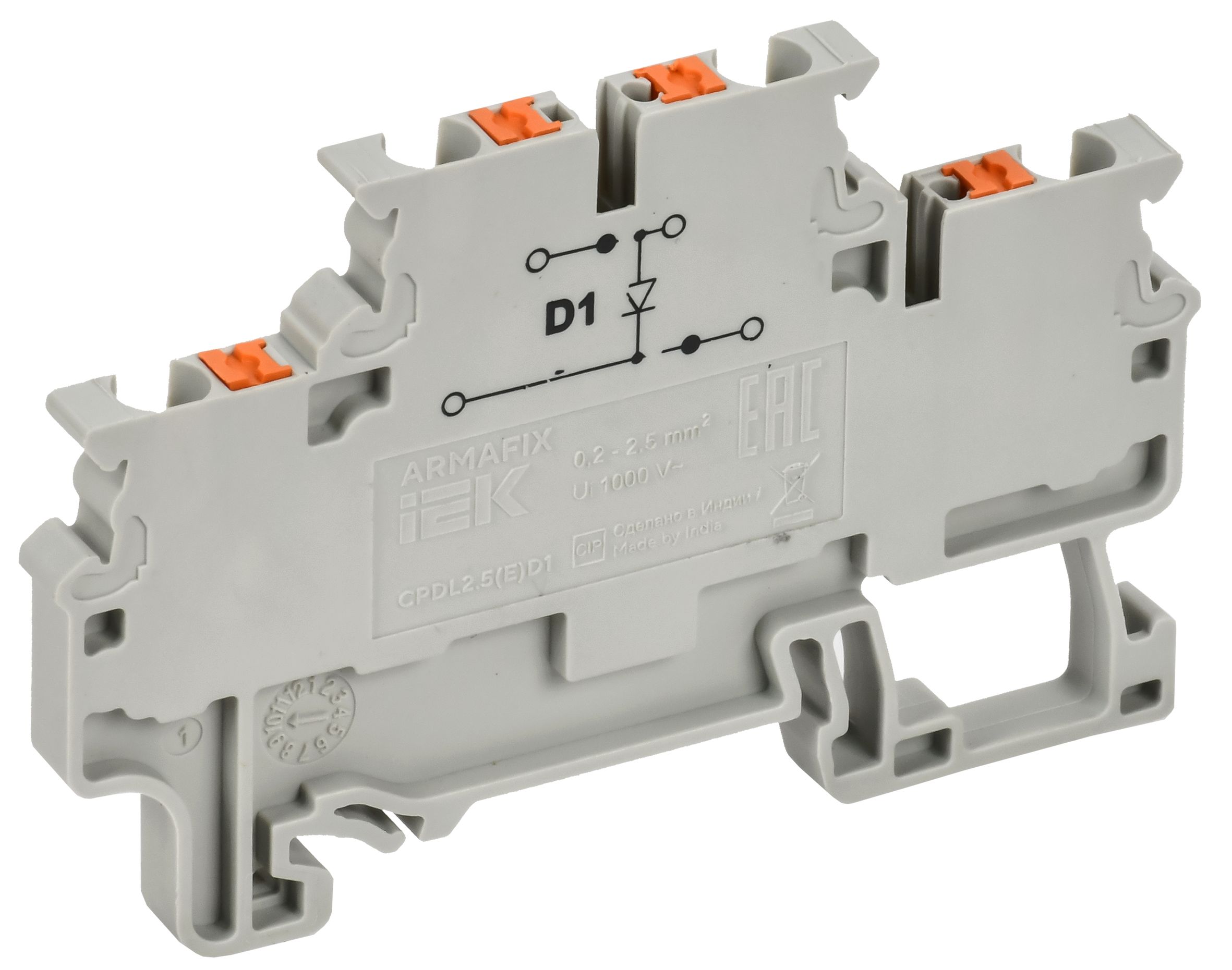 ARMAFIX Колодка клеммная CPDL2.5(E)D1 2х-уровневая с встроенным диодом IEK — фото