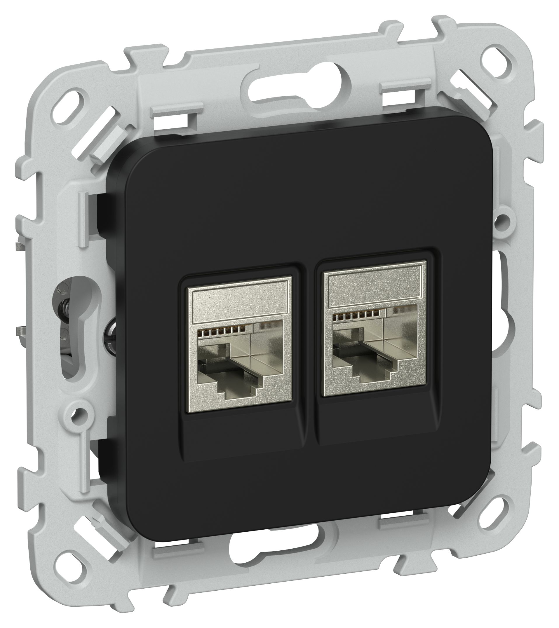 FLITE Розетка 2-местная RJ45/RJ11 категория 5Е/3 STP РКТ5е/3-2-1-ФлЧ черный IEK