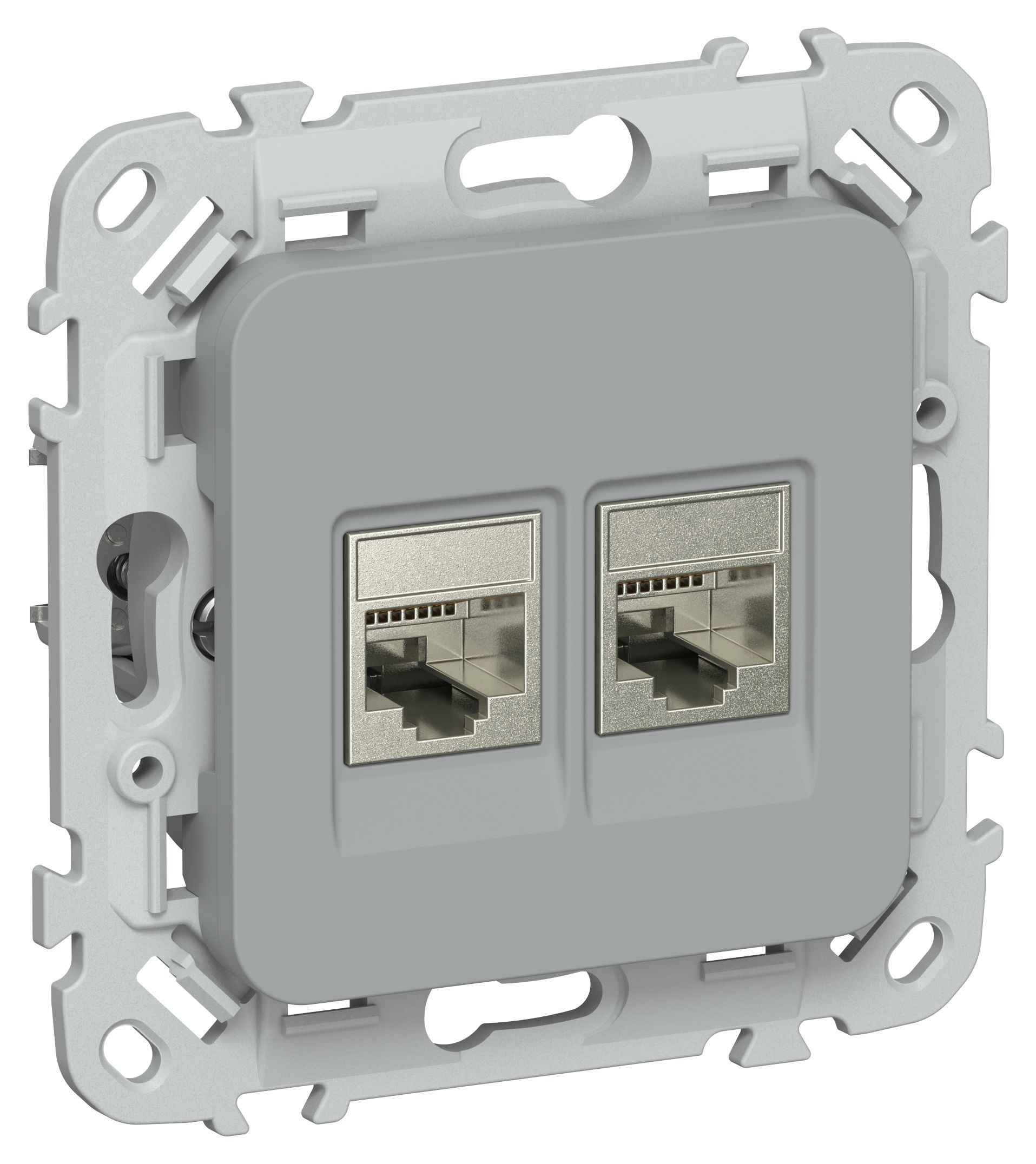 FLITE Розетка 2-местная RJ45/RJ11 категория 5Е/3 STP РКТ5е/3-2-1-ФлС серый IEK