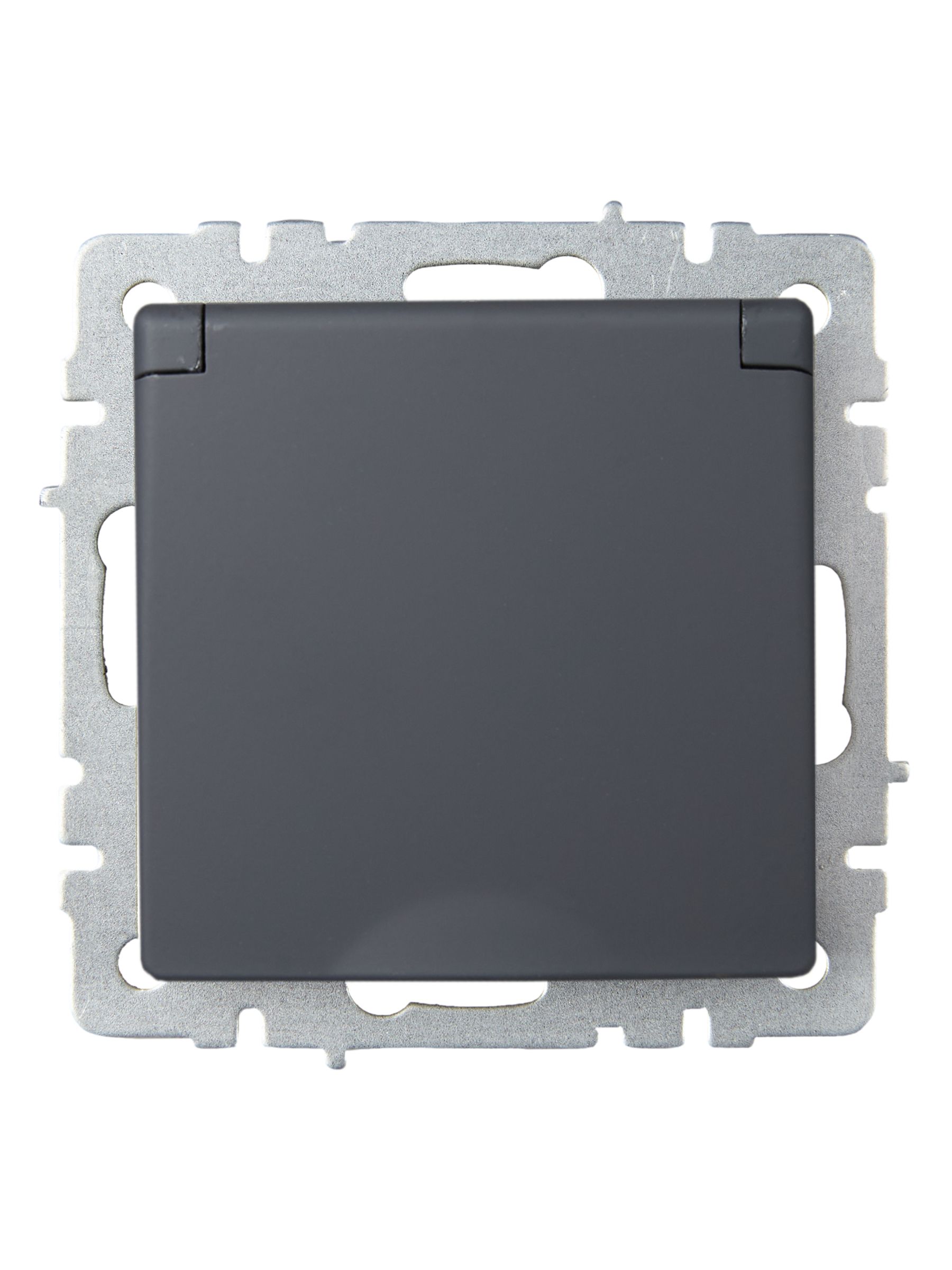 BRITE Розетка 1-местная с заземлением с защитными шторками и крышкой 16А IP20 РСбш10-3-БрГ графит IEK — фото