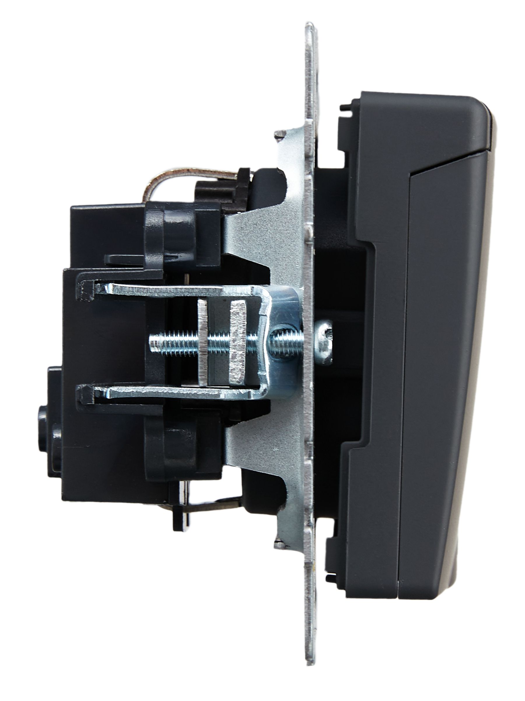 BRITE Розетка 1-местная с заземлением с защитными шторками и крышкой 16А IP20 РСбш10-3-БрГ графит IEK — фото