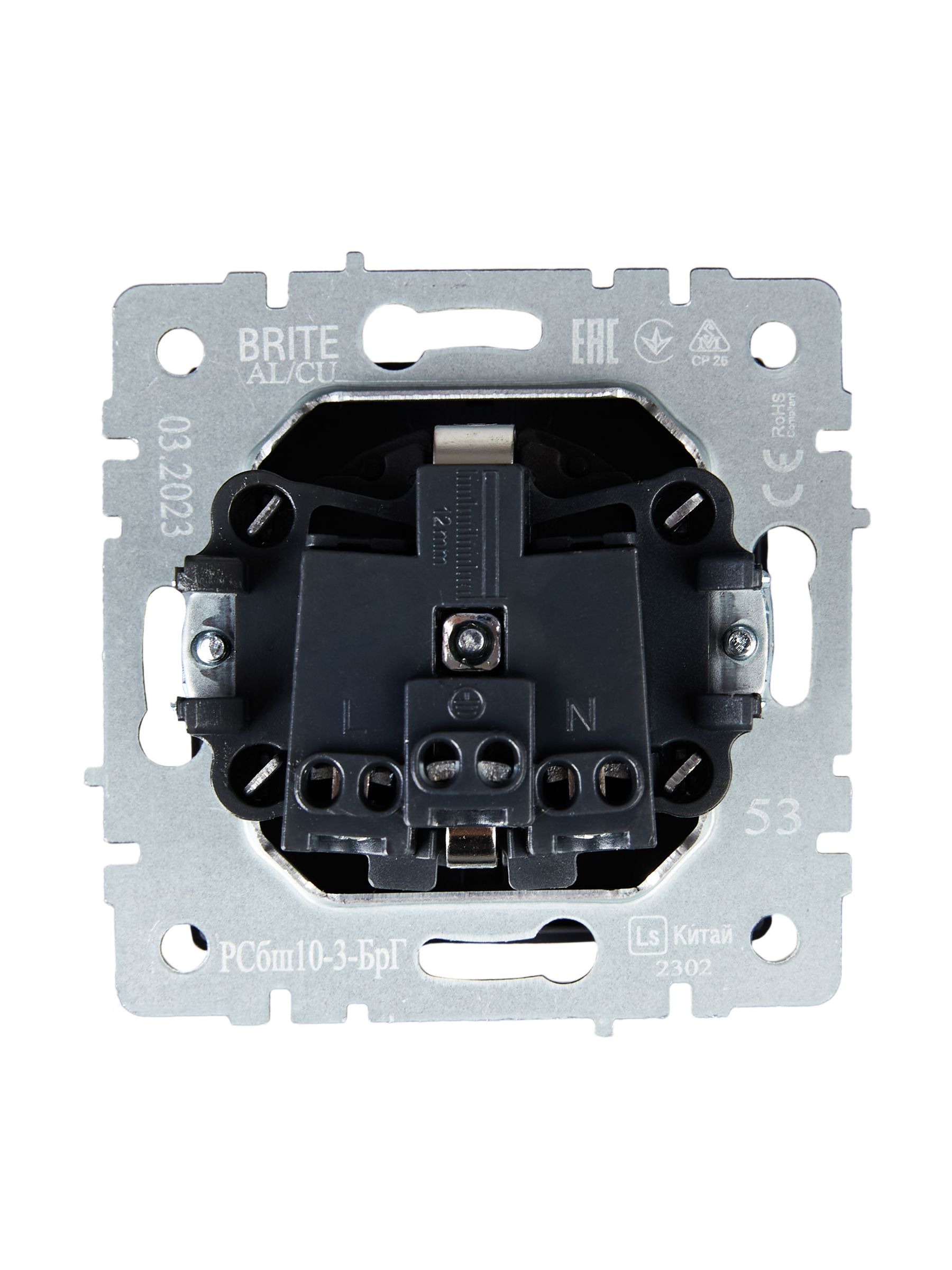 BRITE Розетка 1-местная с заземлением с защитными шторками и крышкой 16А IP20 РСбш10-3-БрГ графит IEK — фото