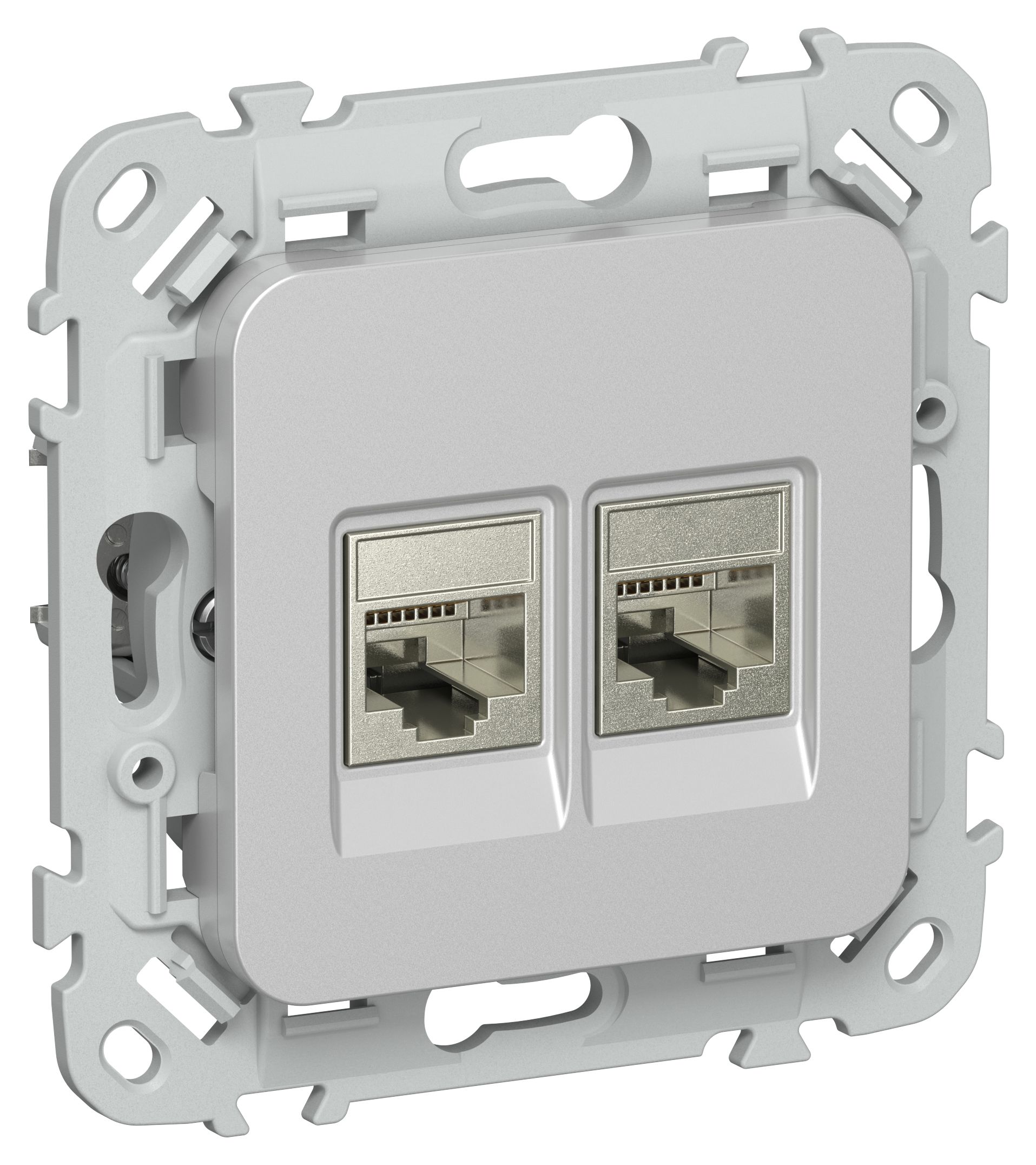 FLITE Розетка 2-местная RJ45/RJ11 категория 5Е/3 STP РКТ5е/3-2-1-ФлА алюминий IEK