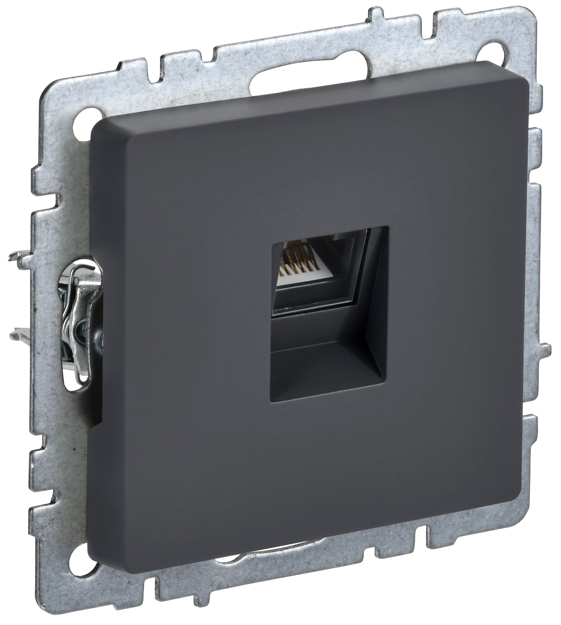 BRITE Розетка компьютерная RJ45 кат.5E РК10-БрГ графит IEK — фото