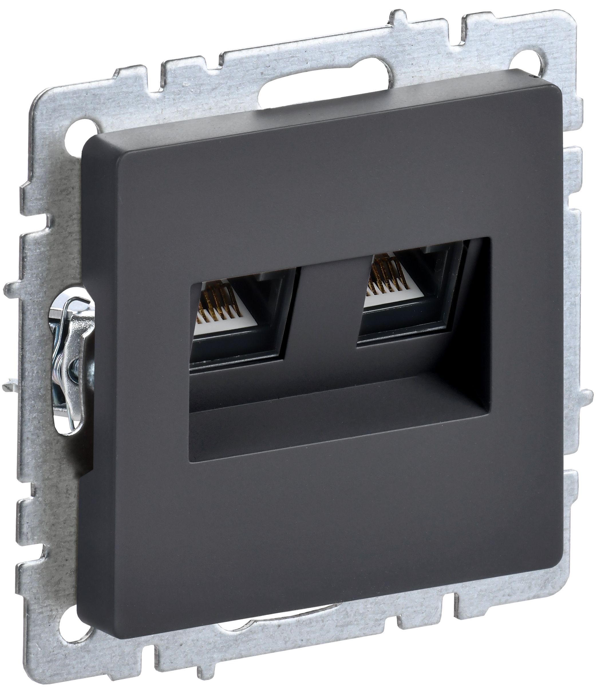 BRITE Розетка двойная RJ11+RJ45 кат.5E РК/Т12-БрГ графит IEK — фото