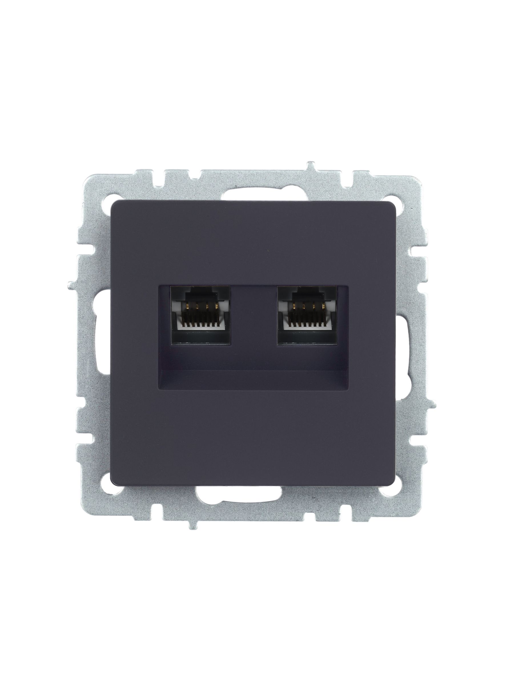 BRITE Розетка двойная RJ11+RJ45 кат.5E РК/Т12-БрГ графит IEK — фото